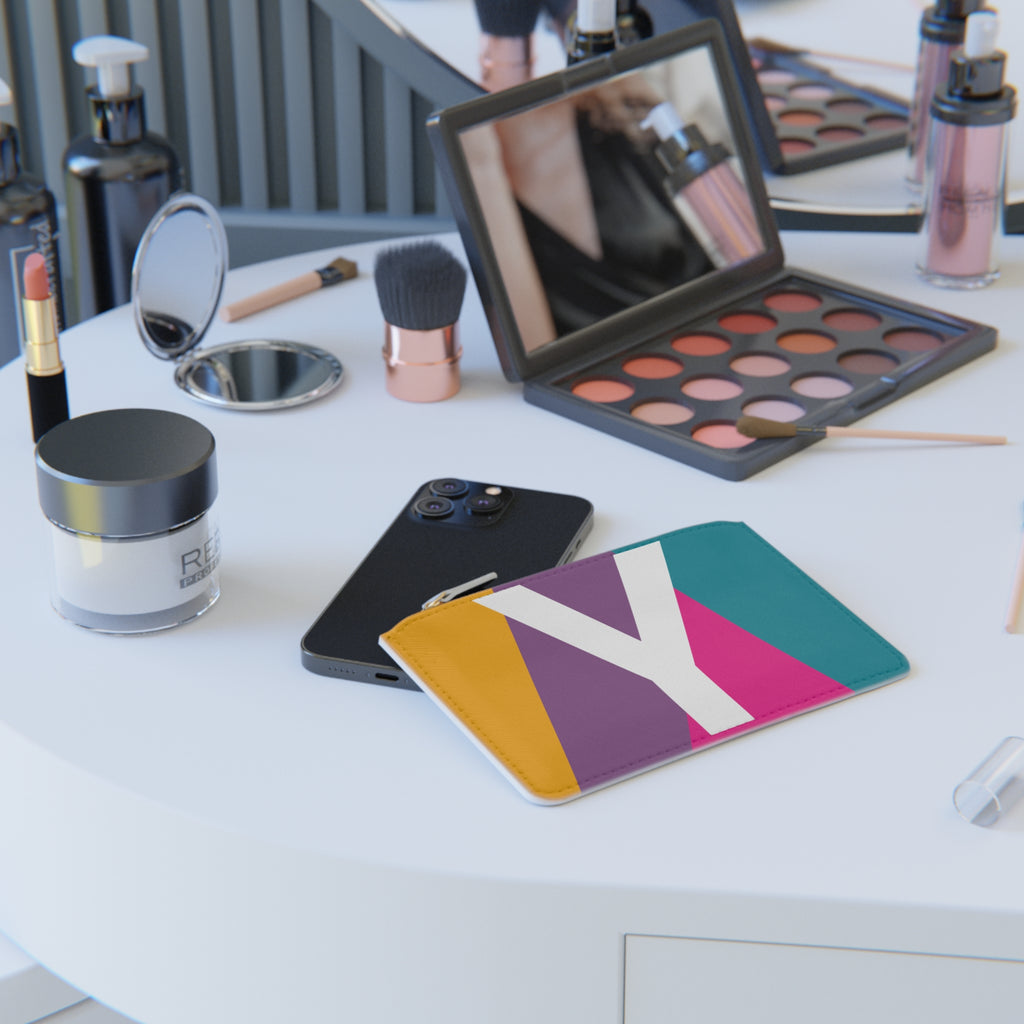 Initial Y Mini Clutch — Colorblock Monogram Wristlet Wallet
