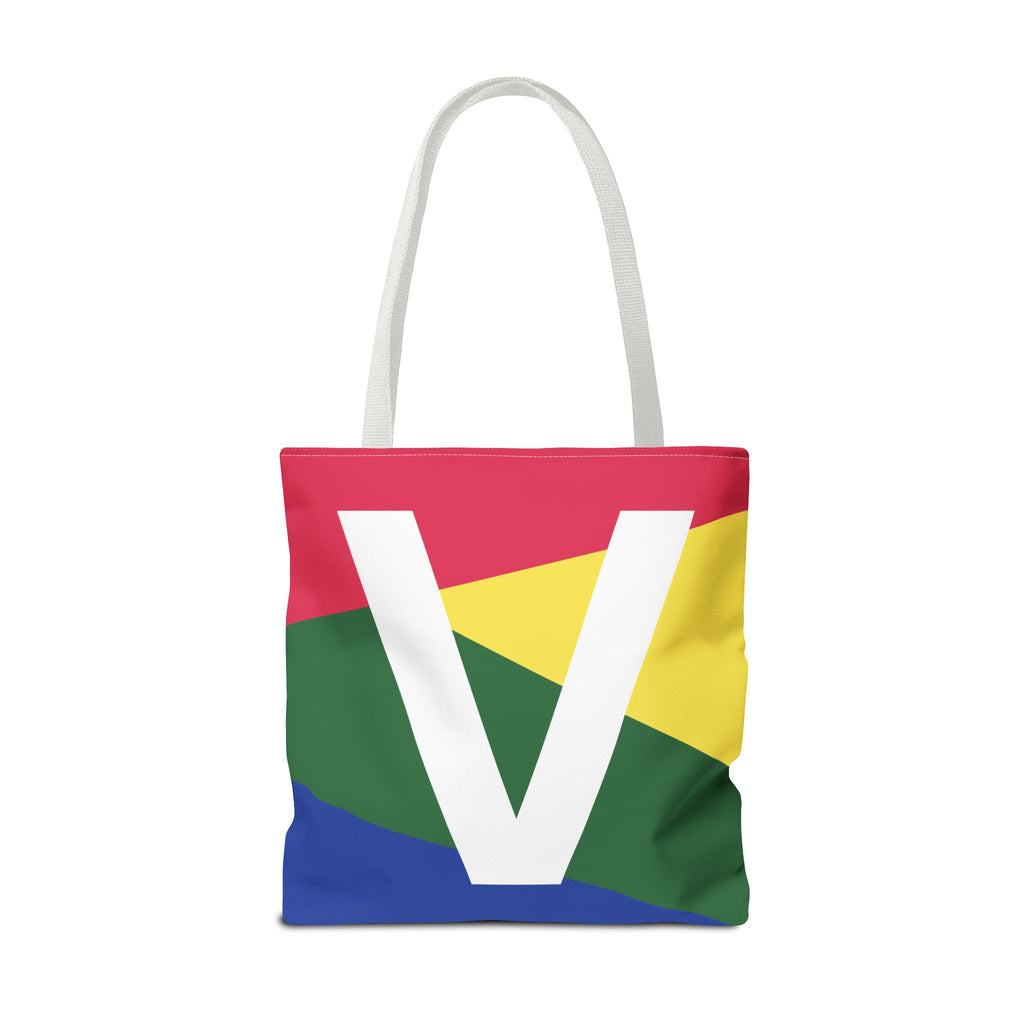 Monogram 'V' Colorblock Tote Bag — Personalized Initial V Shoulder Tote