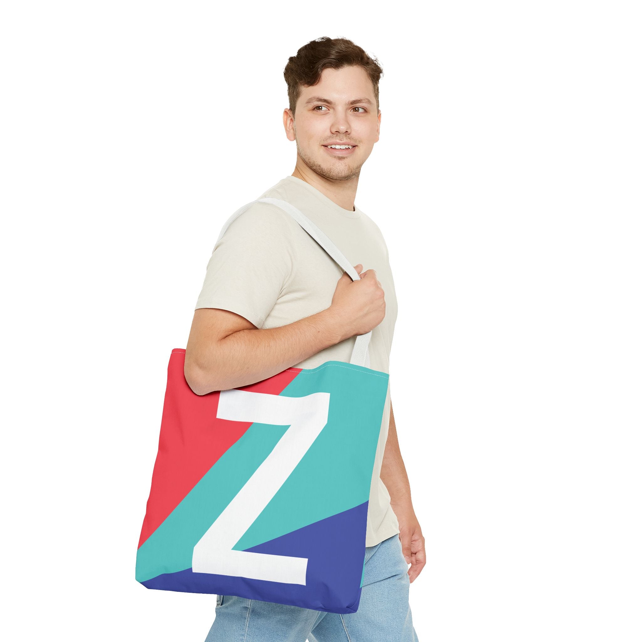Monogram 'Z' Colorblock Tote Bag — Personalized Initial Z Shoulder Tote