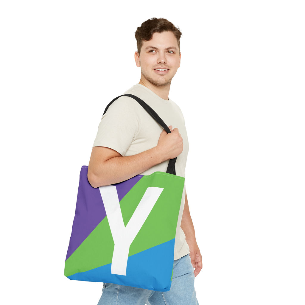 Monogram 'Y' Colorblock Tote Bag — Personalized Initial Y Shoulder Tote