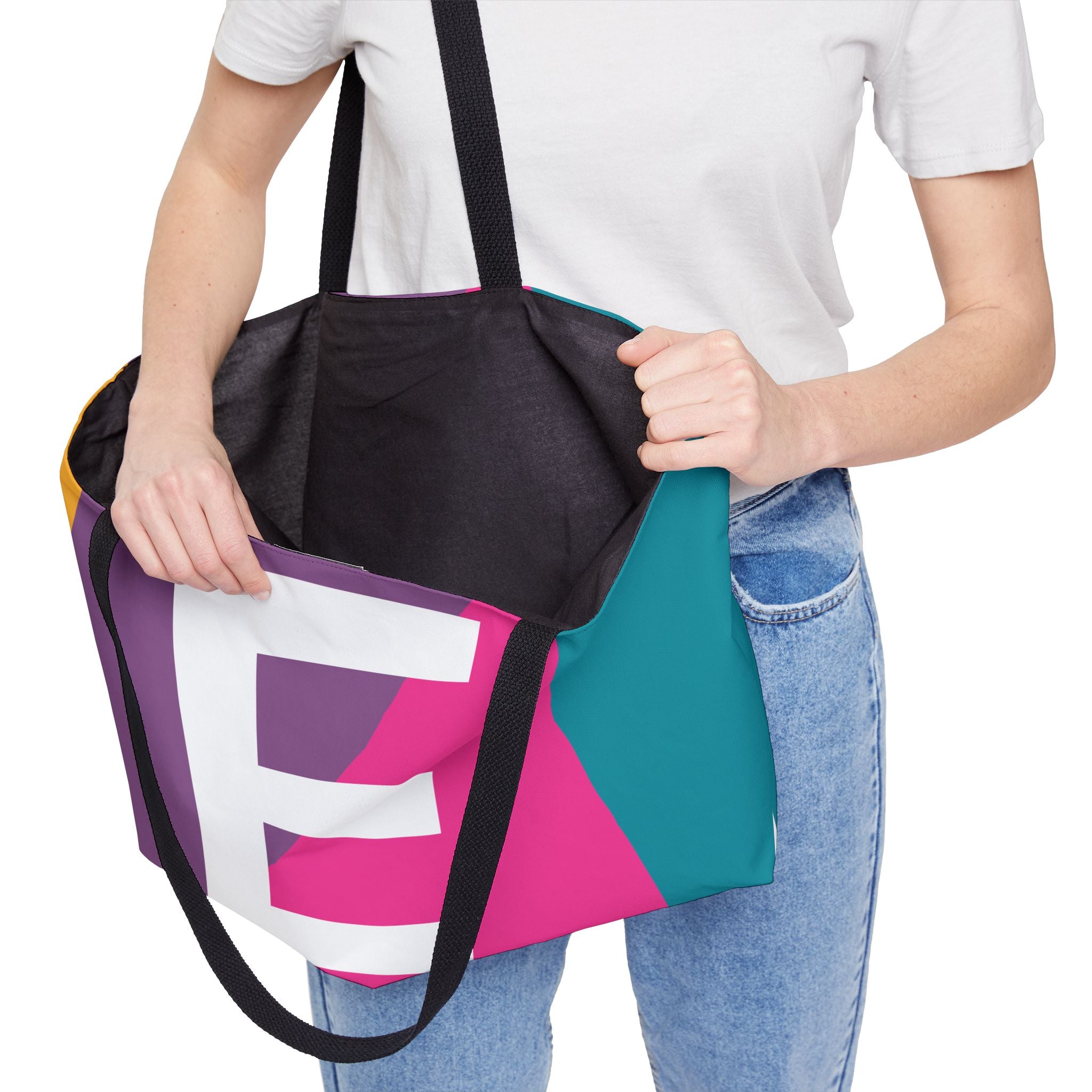 Personalized 'E' Colorblock Tote Bag — Monogram Weekender Tote