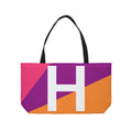 Personalized 'H' Colorblock Tote Bag — Monogram Weekender Tote