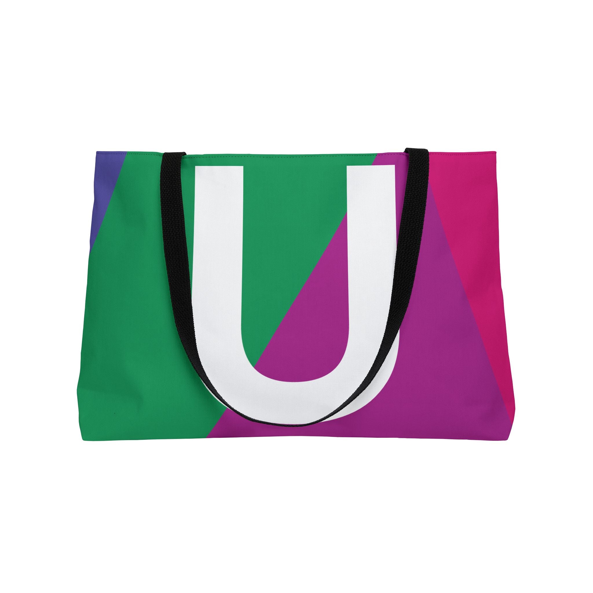 Personalized 'U' Colorblock Tote Bag — Monogram Weekender Tote