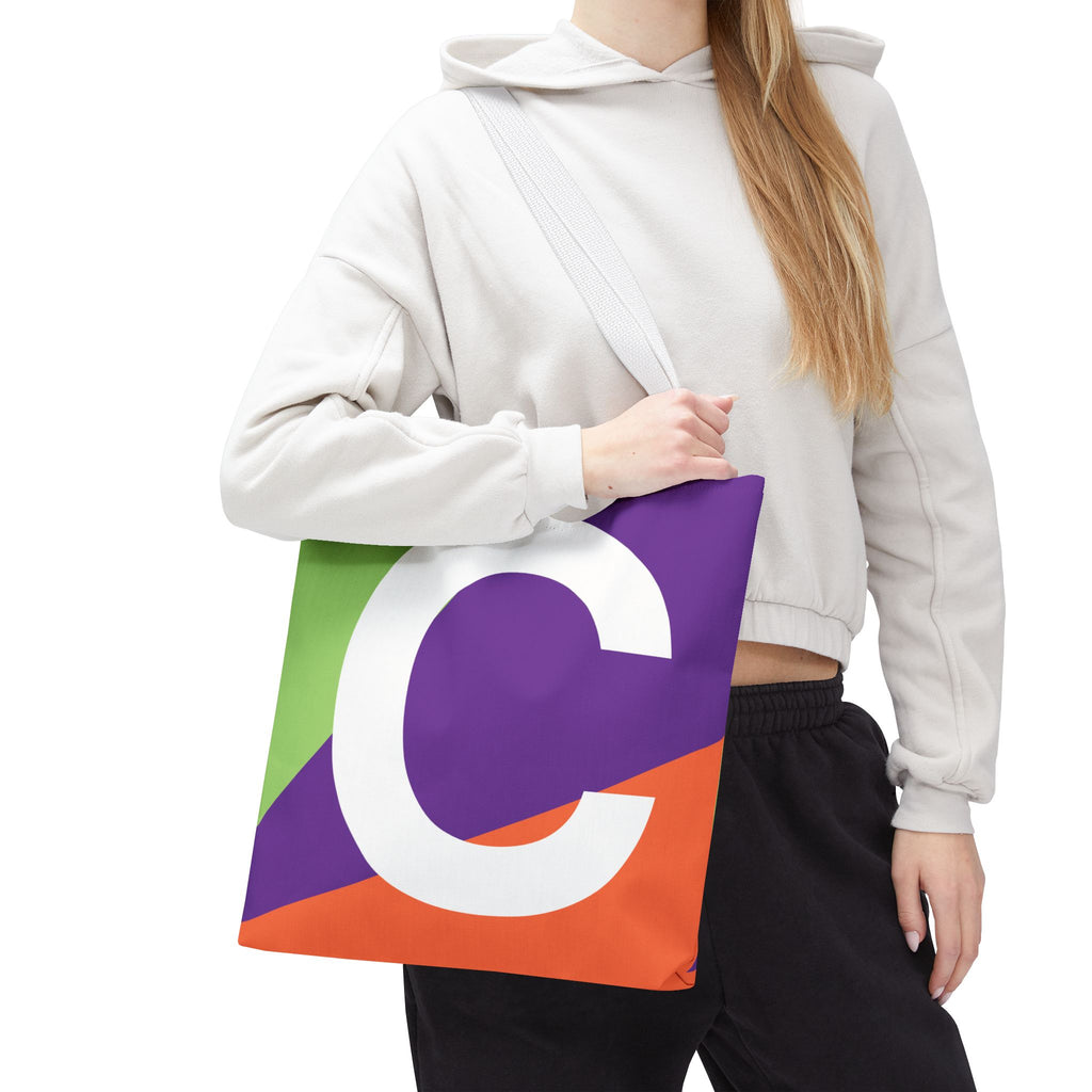 Monogram 'C' Colorblock Tote Bag — Personalized Initial C Shoulder Tote