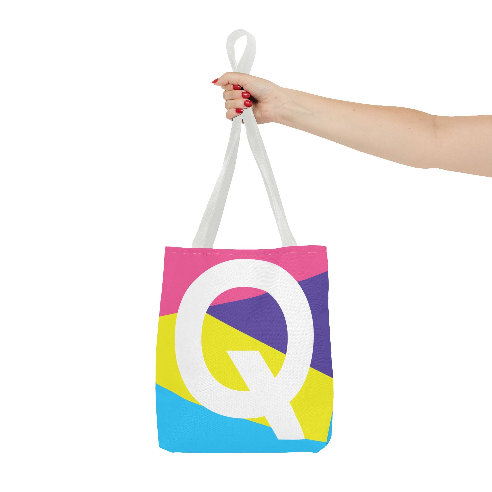 Monogram 'Q' Colorblock Tote Bag — Personalized Initial Q Shoulder Tote
