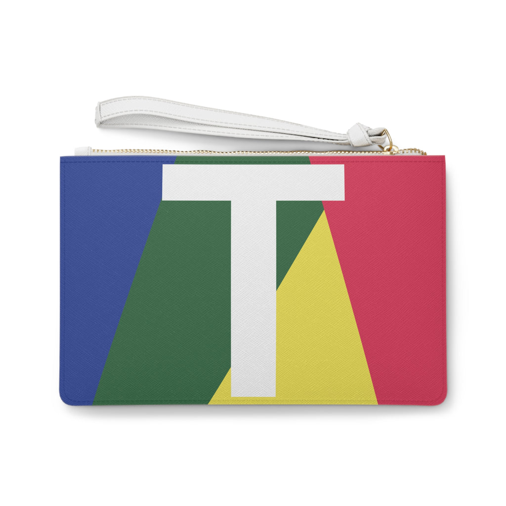 Monogram 'T' Colorblock Clutch Bag — Bold Geometric Wristlet for Everyday & Gifts