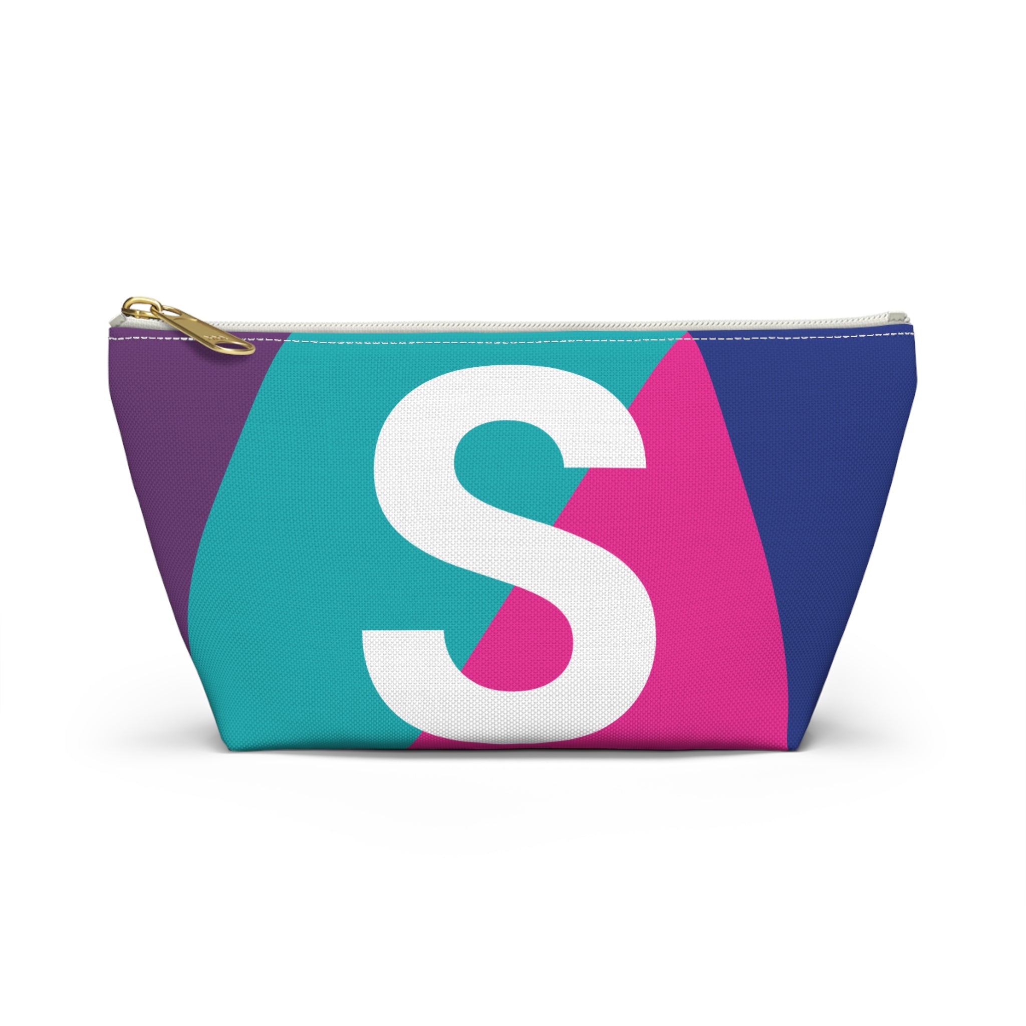 Initials Colorblock Accessory Pouch — Monogram S T-Bottom Cosmetic Bag
