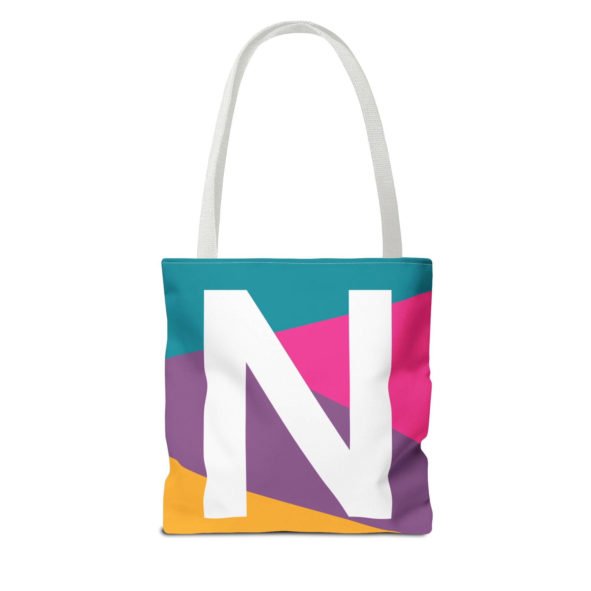 Monogram 'N' Colorblock Tote Bag — Personalized Initial N Shoulder Tote