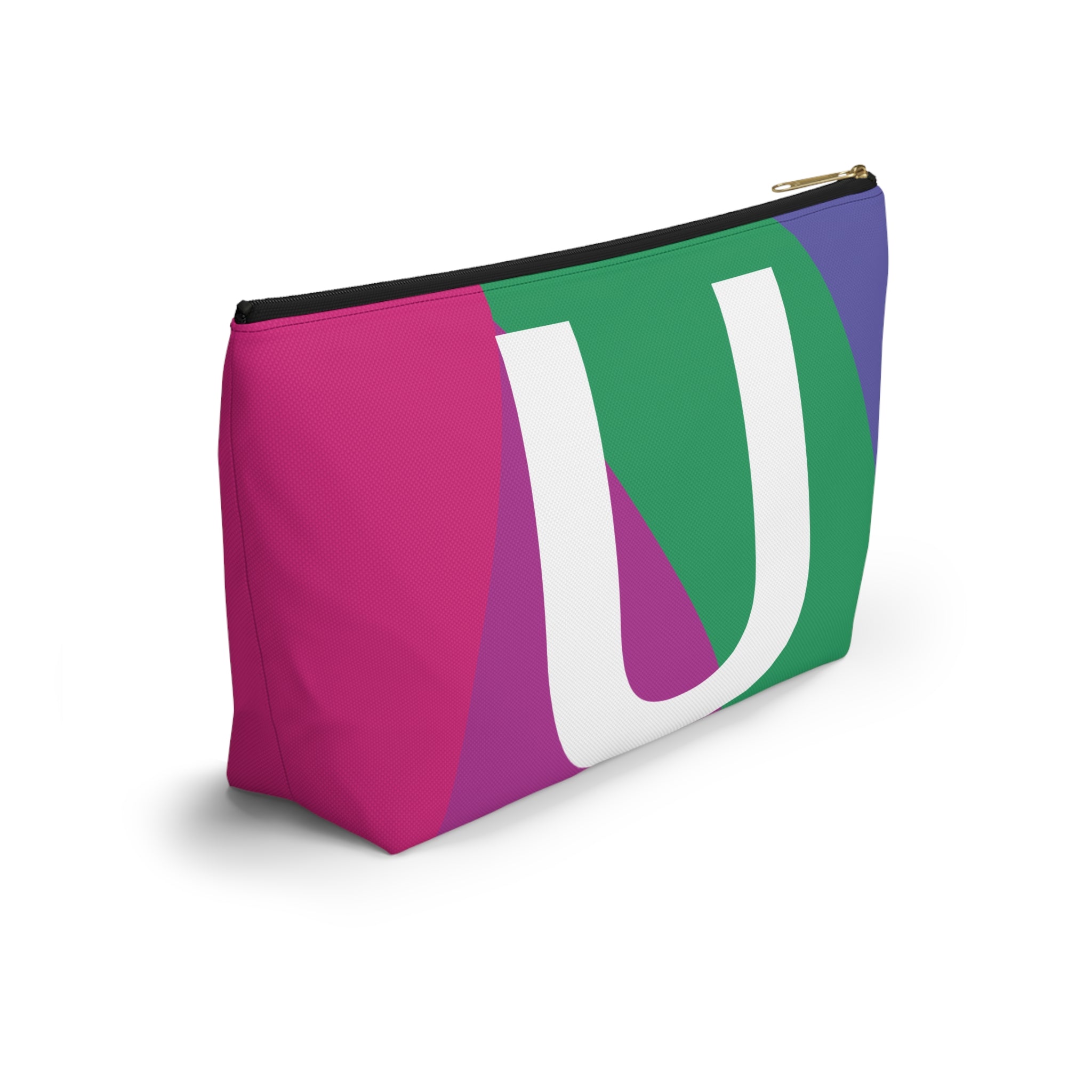 Initials Colorblock Accessory Pouch — Monogram U T-Bottom Cosmetic Bag