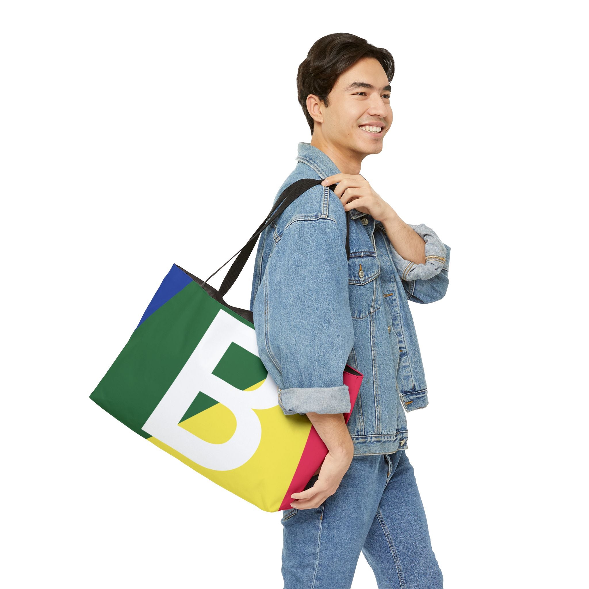 Personalized 'B' Colorblock Tote Bag — Monogram Weekender Tote
