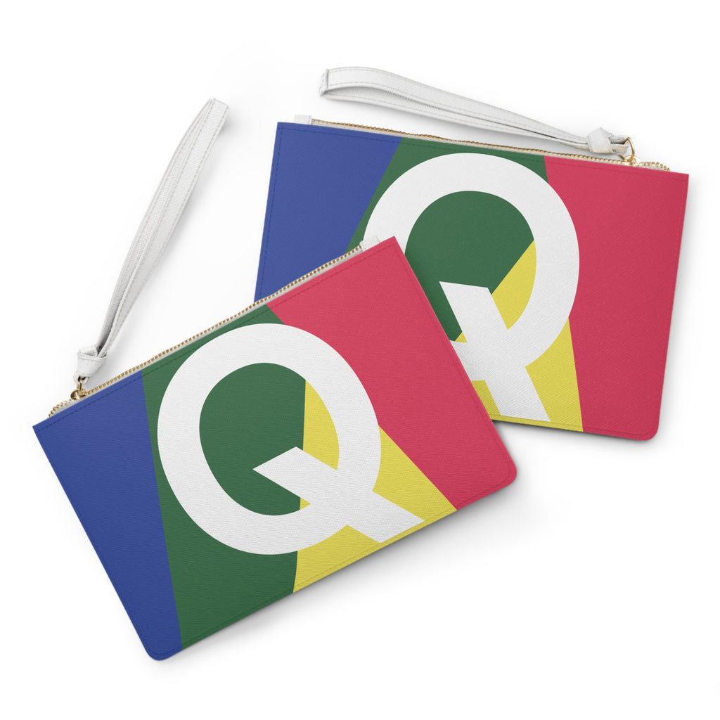 Monogram 'Q' Colorblock Clutch Bag — Bold Geometric Wristlet for Everyday & Gifts