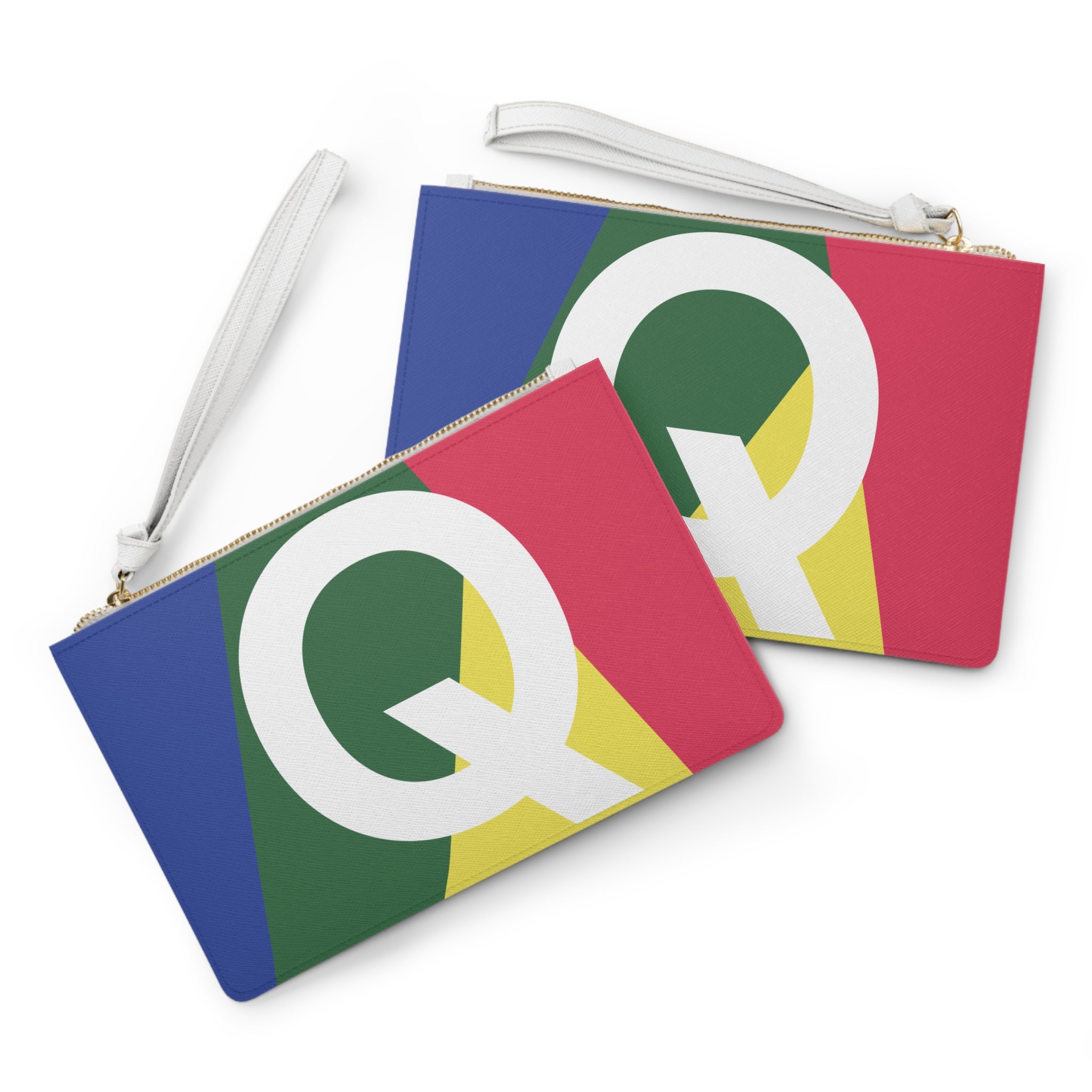Monogram 'Q' Colorblock Clutch Bag — Bold Geometric Wristlet for Everyday & Gifts