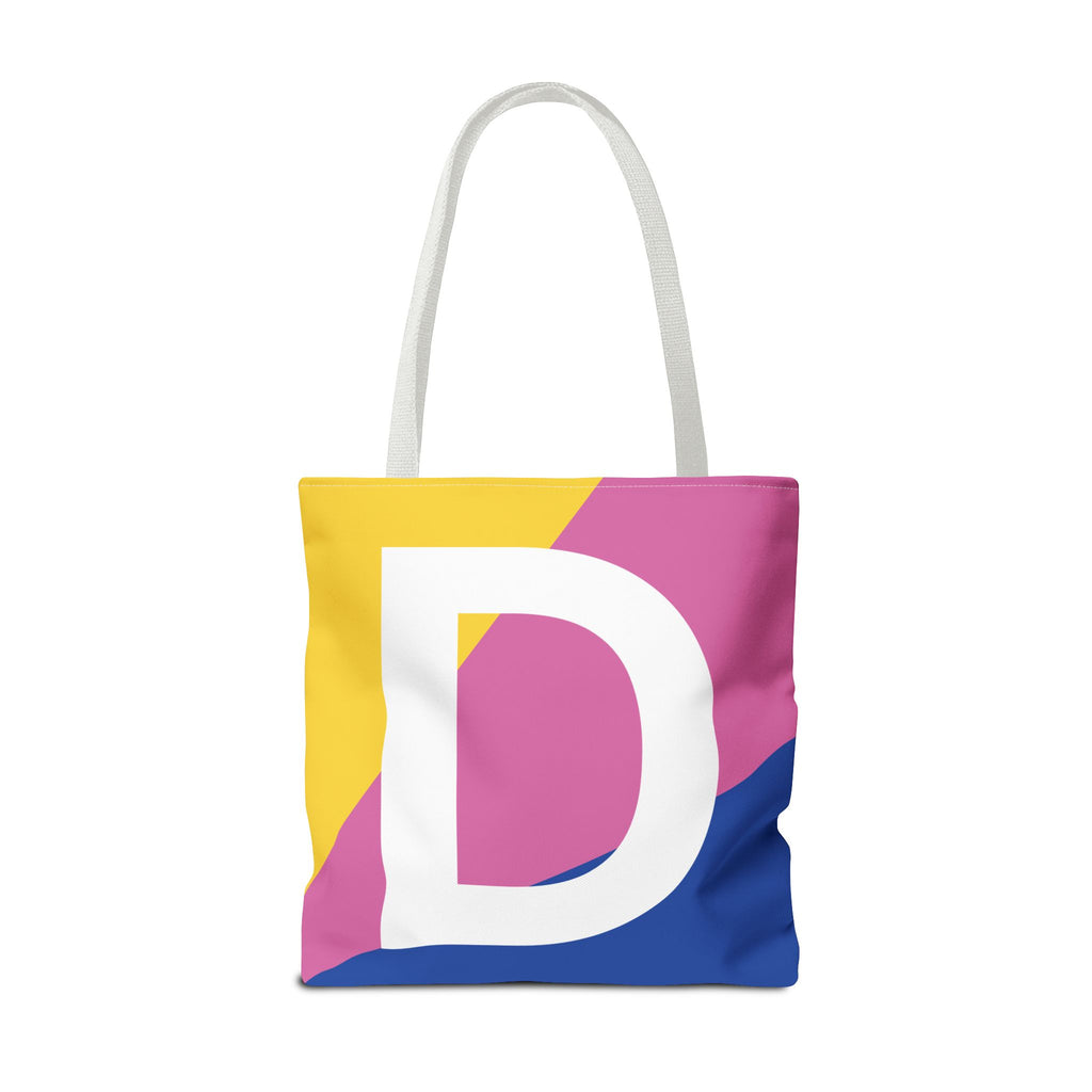Monogram 'D' Colorblock Tote Bag — Personalized Initial D Shoulder Tote