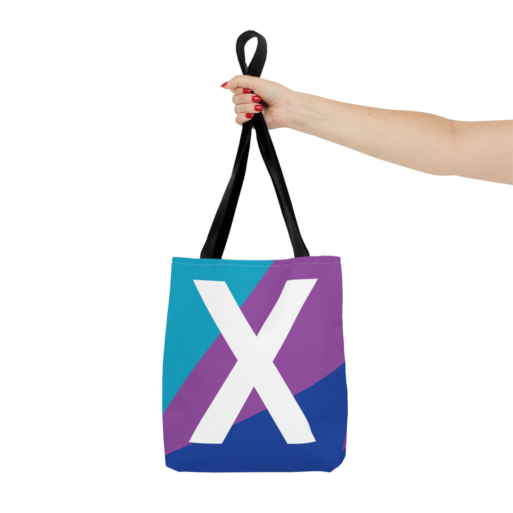 Monogram 'X' Colorblock Tote Bag — Personalized Initial X Shoulder Tote