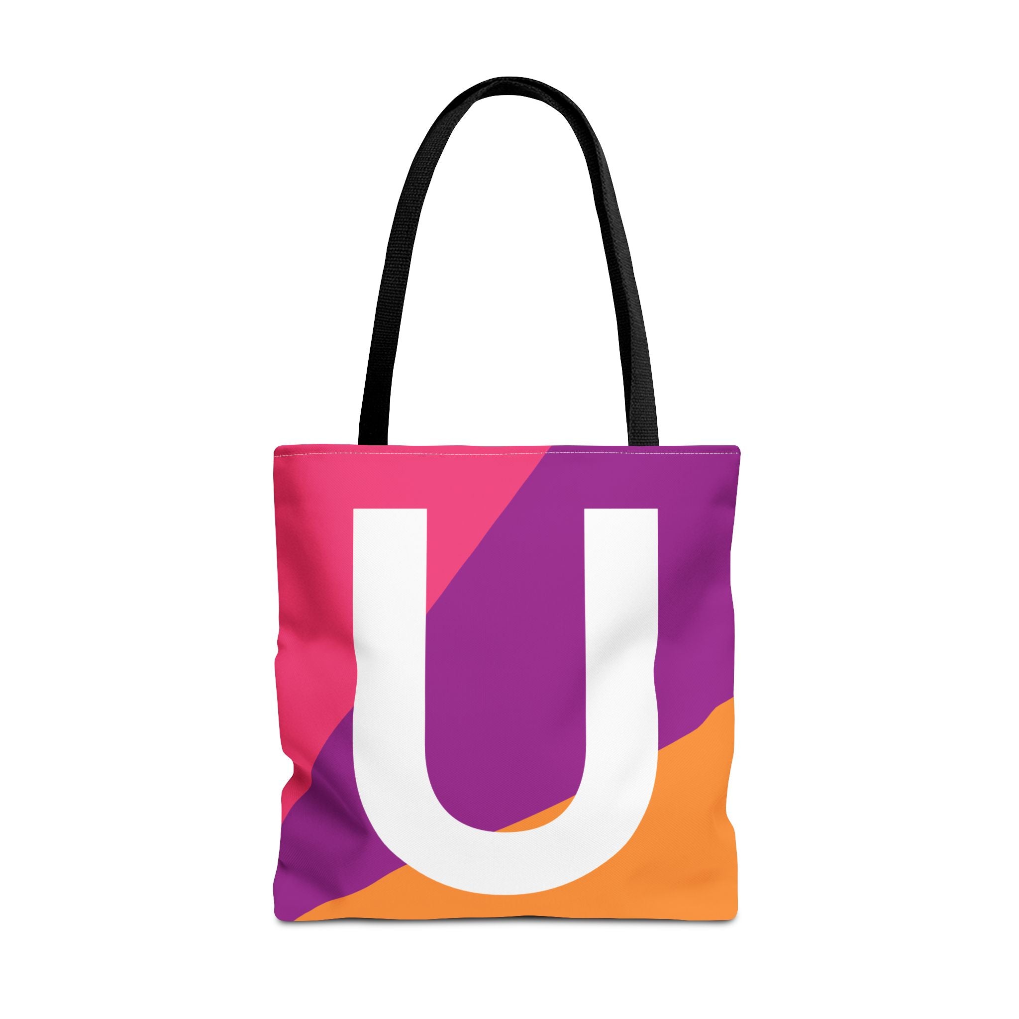 Monogram 'U' Colorblock Tote Bag — Personalized Initial U Shoulder Tote
