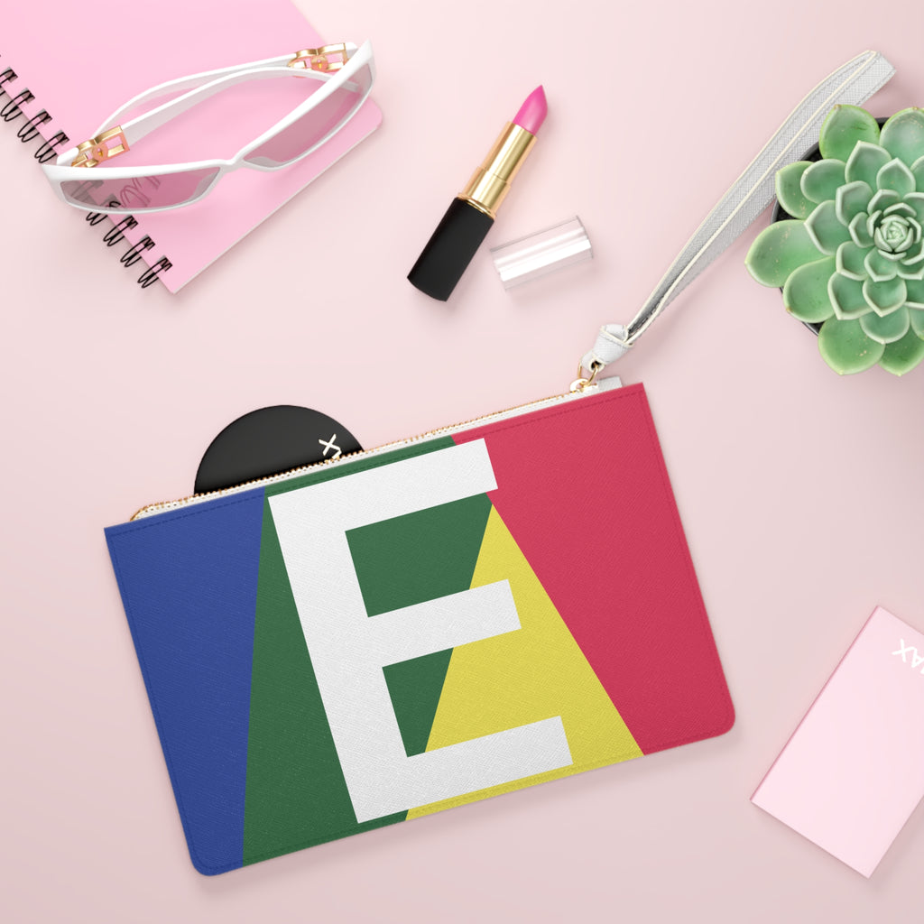 Monogram 'E' Colorblock Clutch Bag — Bold Geometric Wristlet for Everyday & Gifts
