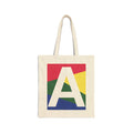 Initial A Colorblock Canvas Tote Bag — Monogram Letter A Reusable Grocery Tote