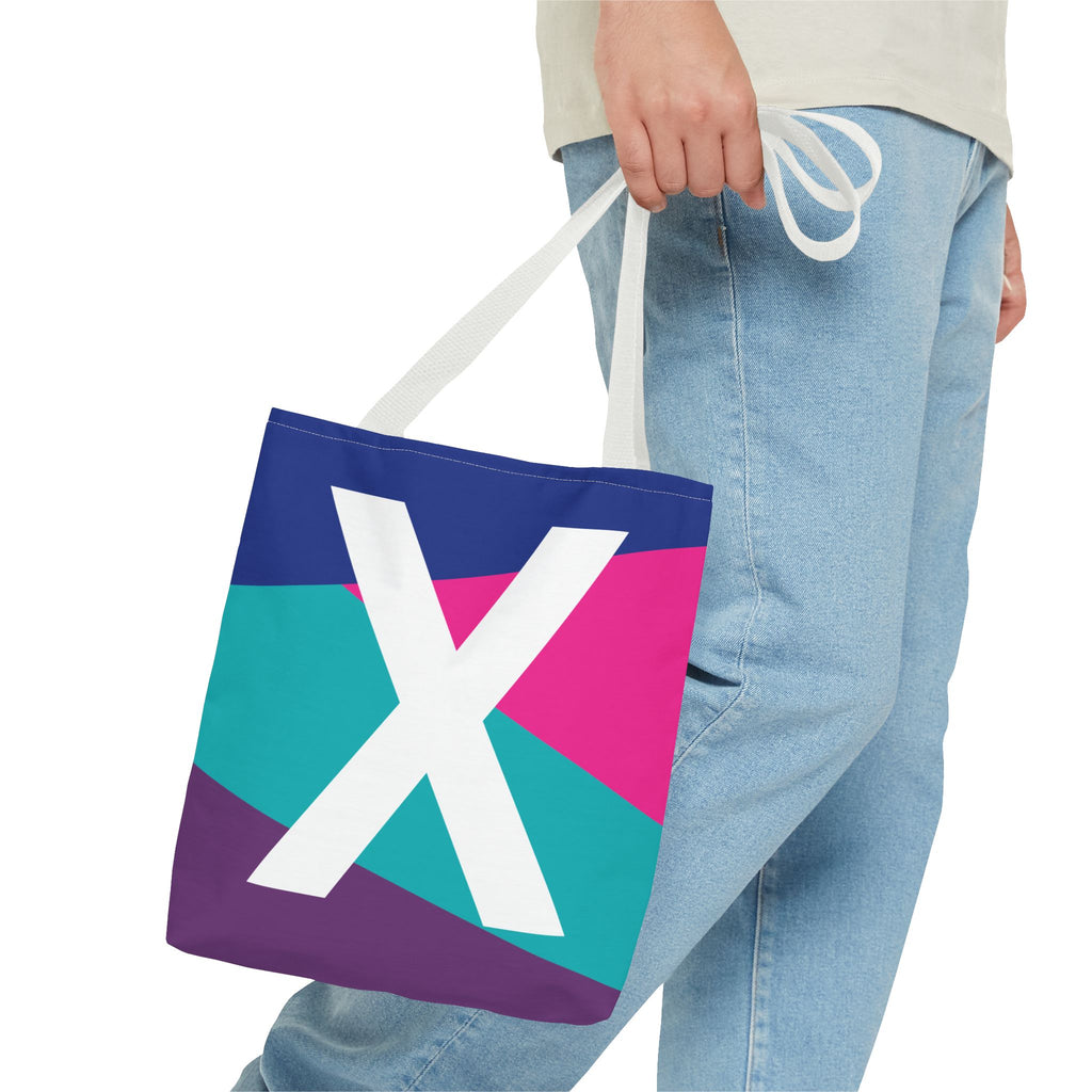 Monogram 'X' Colorblock Tote Bag — Personalized Initial X Shoulder Tote