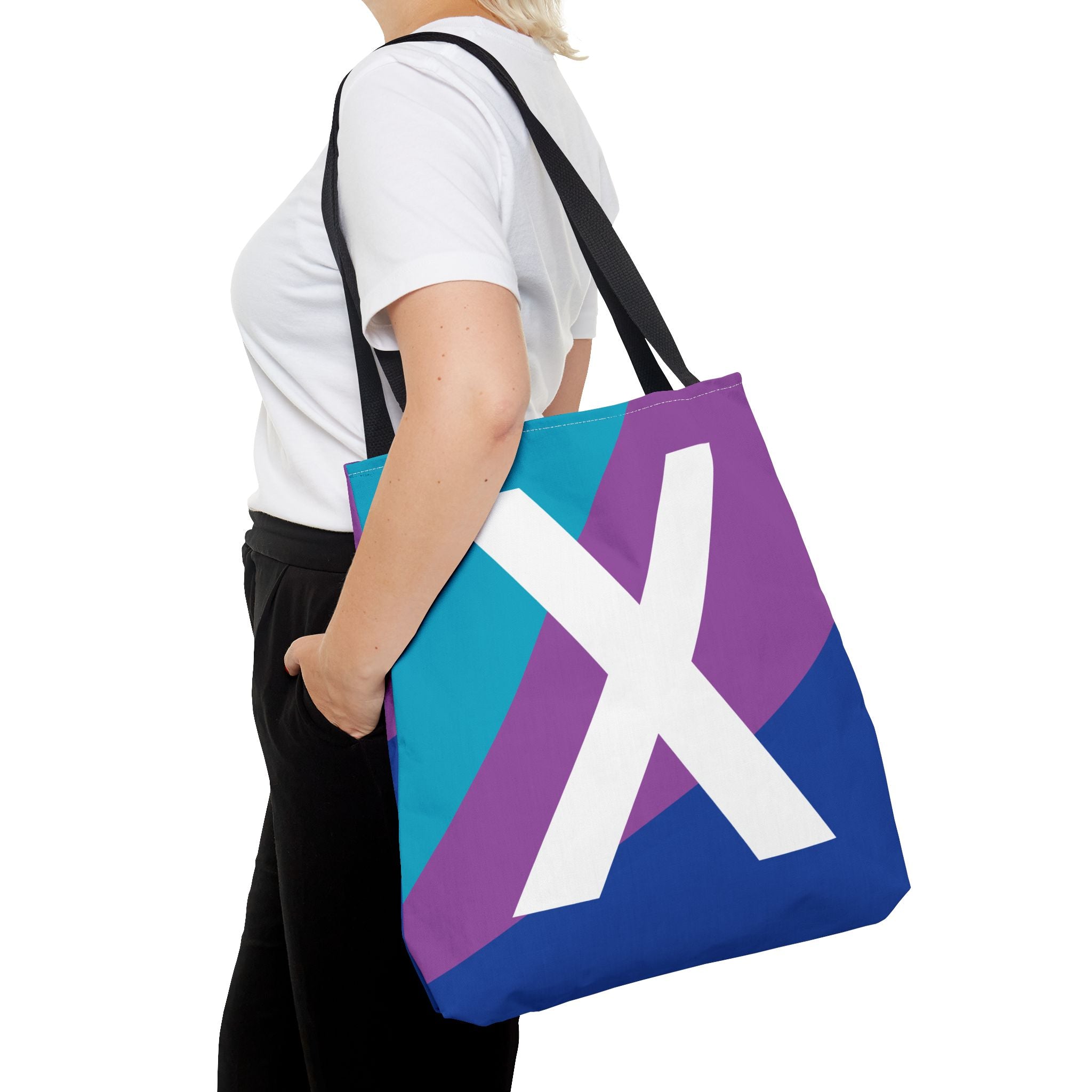 Monogram 'X' Colorblock Tote Bag — Personalized Initial X Shoulder Tote