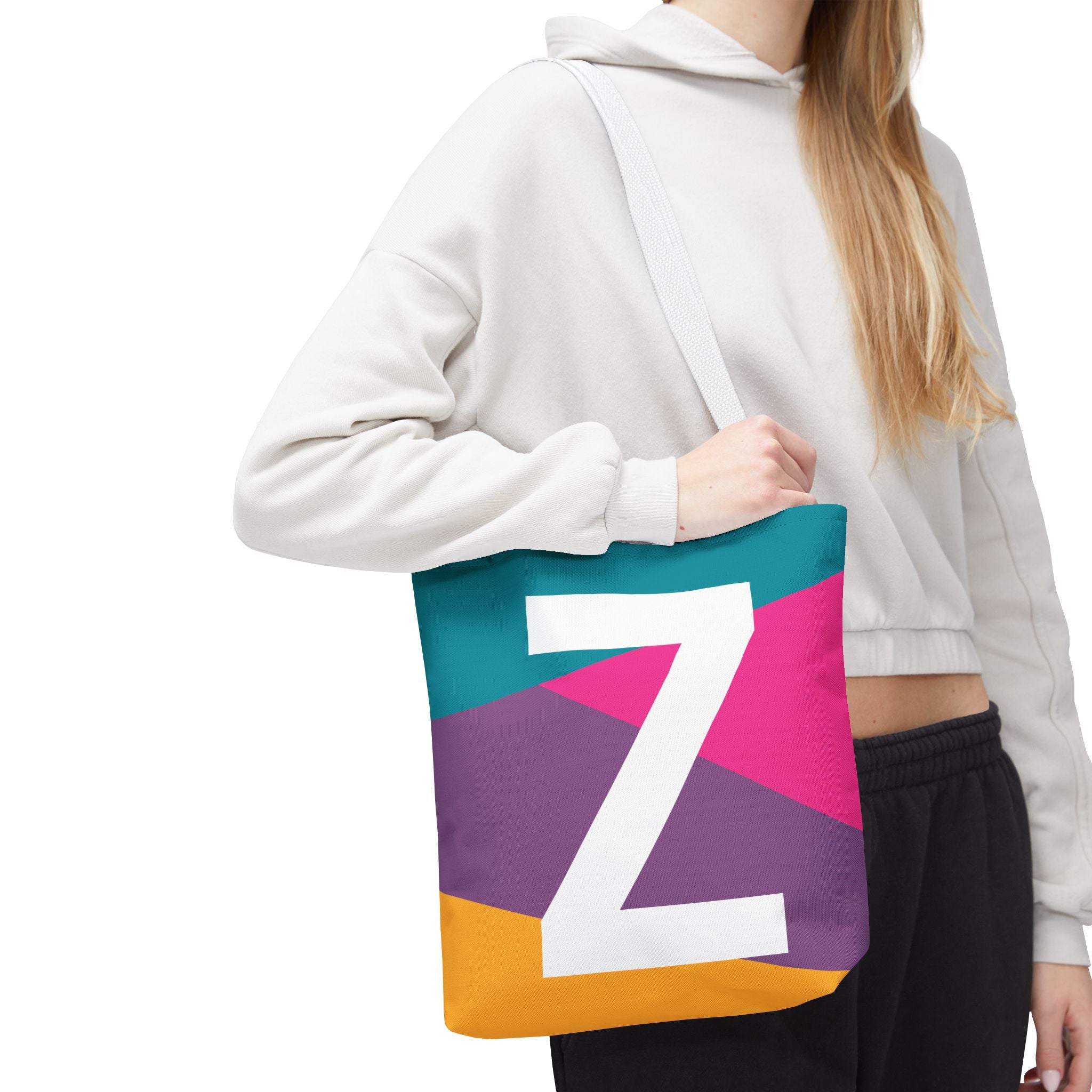 Monogram 'Z' Colorblock Tote Bag — Personalized Initial Z Shoulder Tote