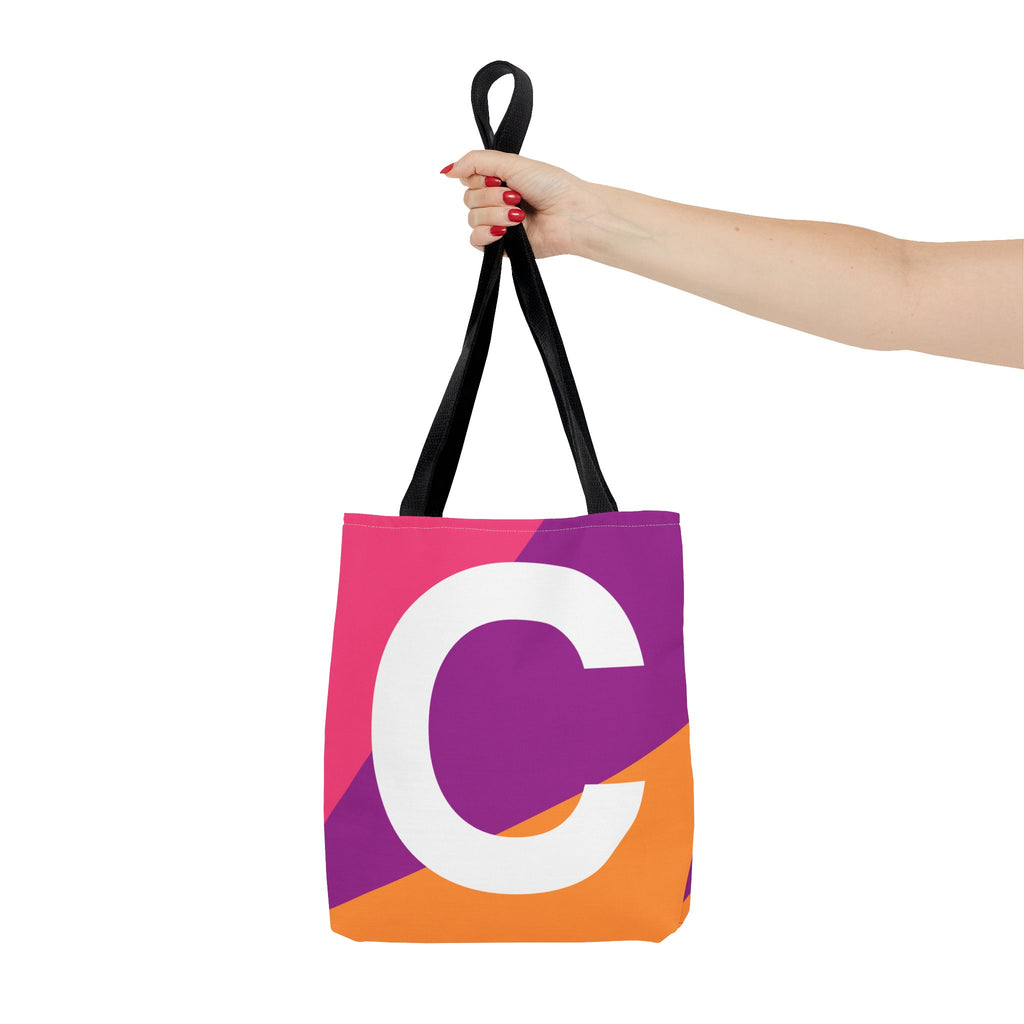 Monogram 'C' Colorblock Tote Bag — Personalized Initial C Shoulder Tote