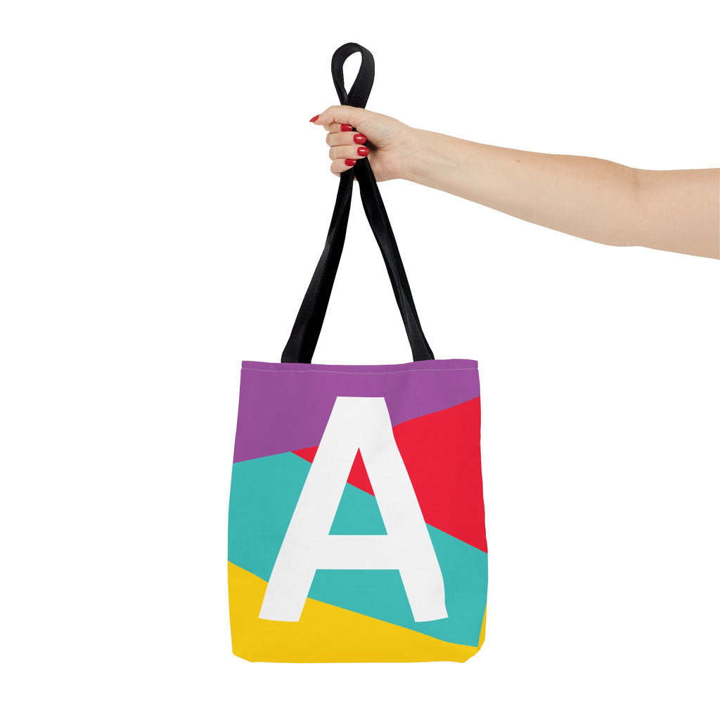 Monogram 'A' Colorblock Tote Bag — Personalized Initial A Shoulder Tote