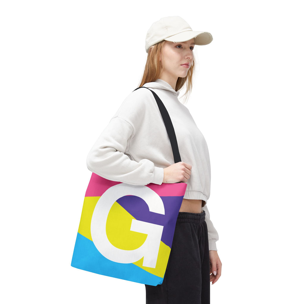 Monogram 'G' Colorblock Tote Bag — Personalized Initial G Shoulder Tote