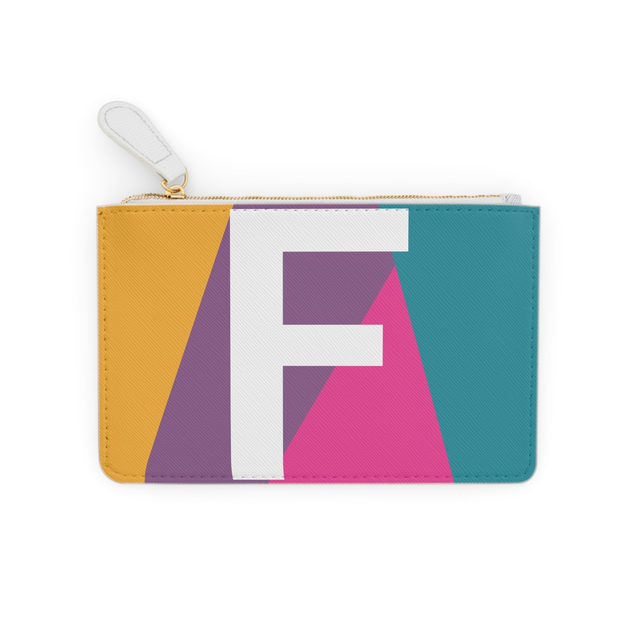 Initial F Mini Clutch — Colorblock Monogram Wristlet Wallet