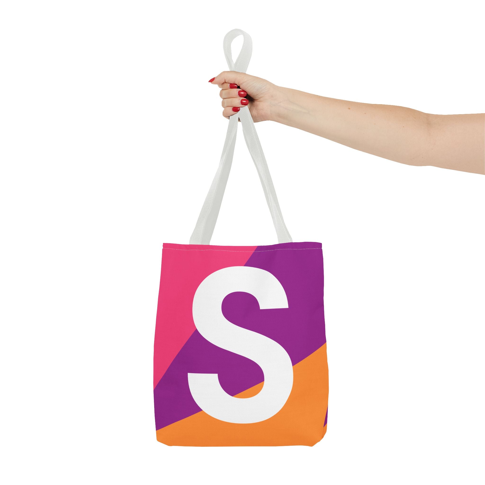 Monogram 'S' Colorblock Tote Bag — Personalized Initial S Shoulder Tote