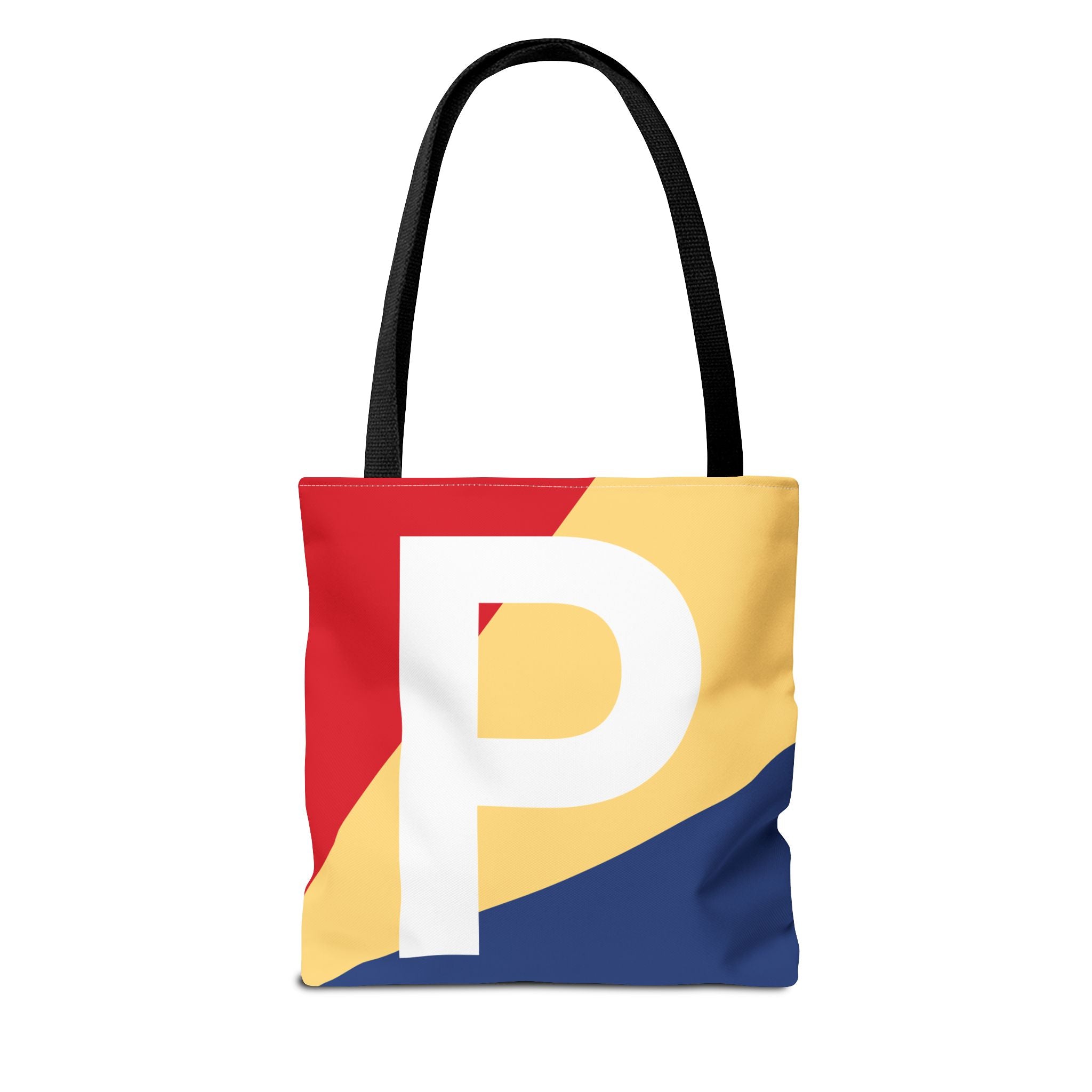 Monogram 'P' Colorblock Tote Bag — Personalized Initial P Shoulder Tote