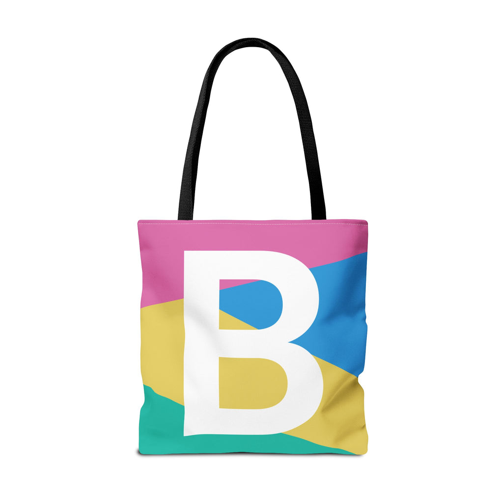 Monogram 'B' Colorblock Tote Bag — Personalized Initial B Shoulder Tote