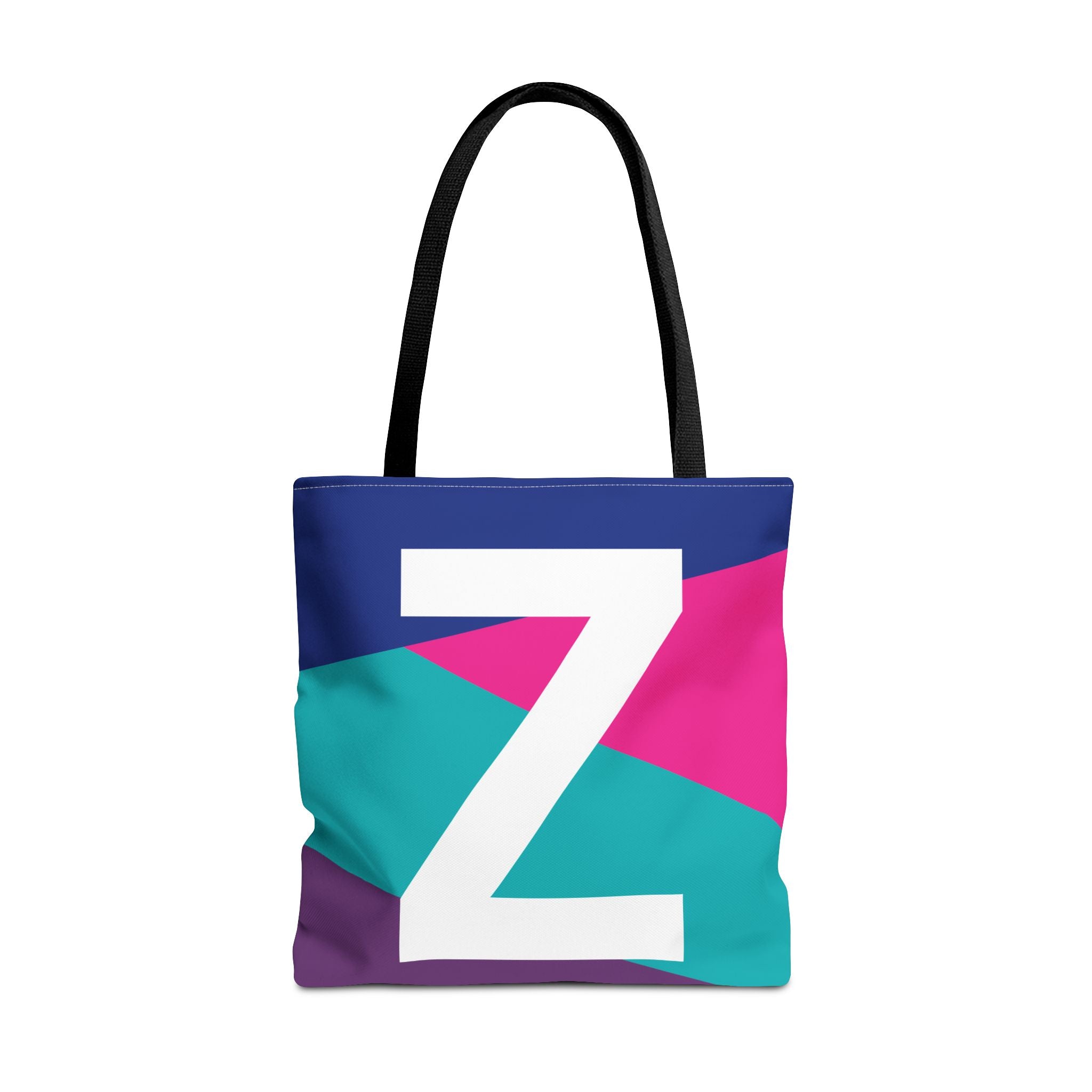 Monogram 'Z' Colorblock Tote Bag — Personalized Initial Z Shoulder Tote