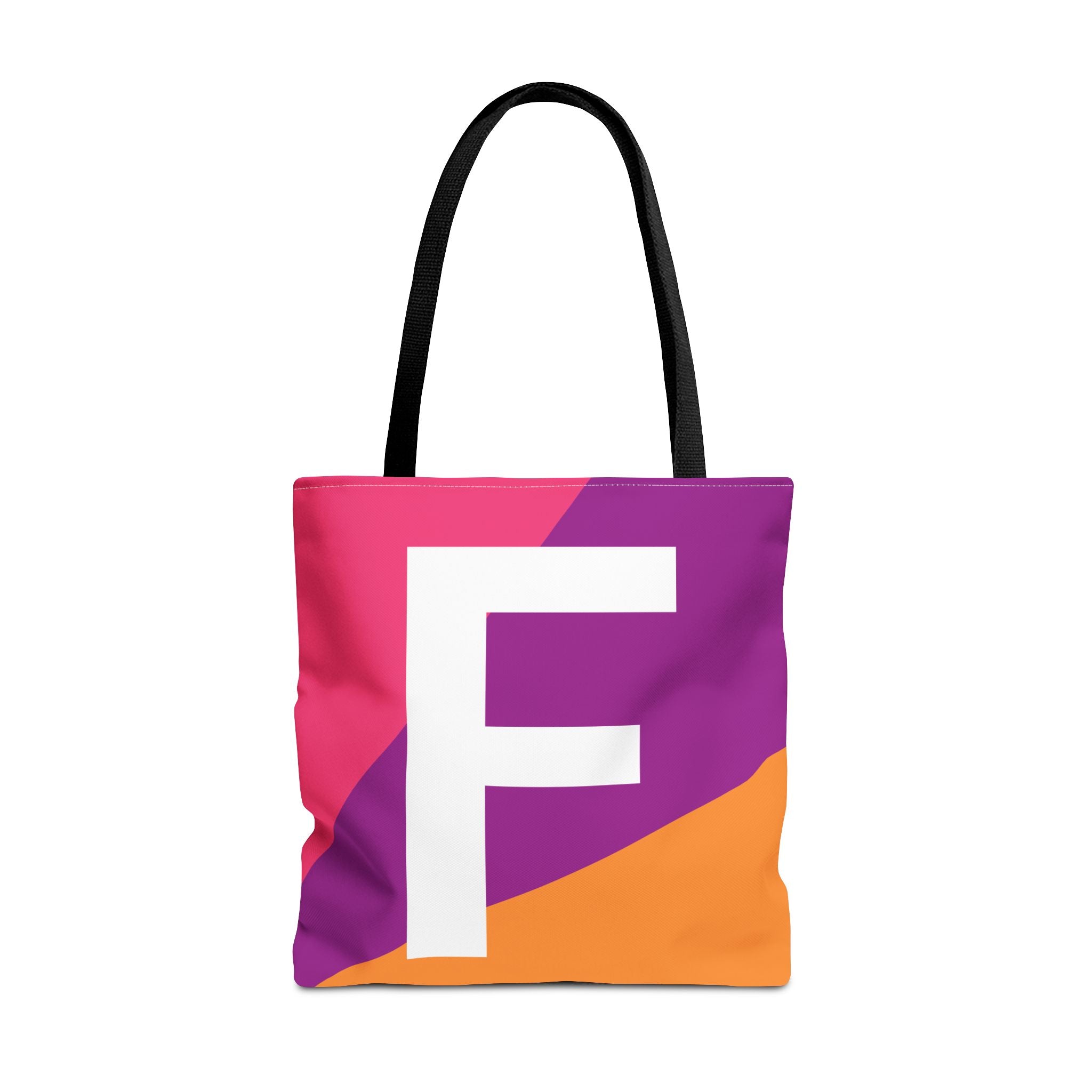 Monogram 'F' Colorblock Tote Bag — Personalized Initial F Shoulder Tote