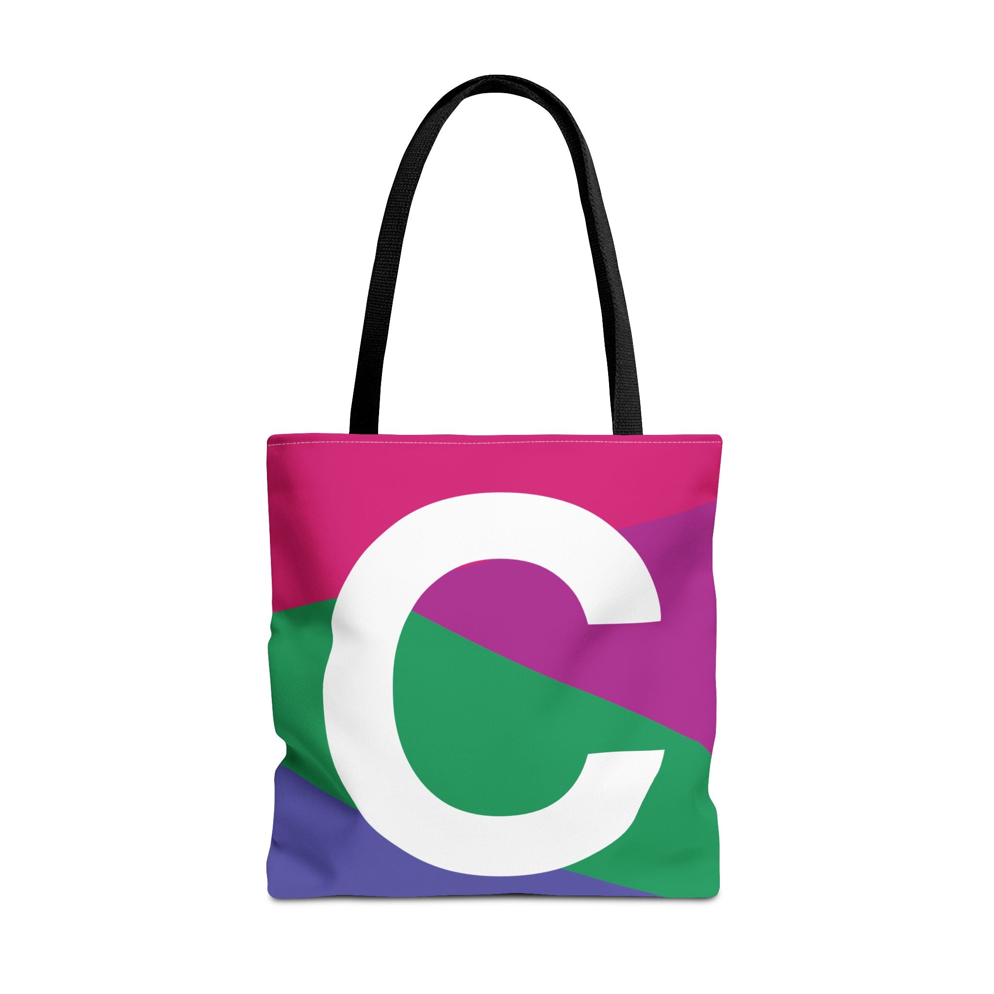 Monogram 'C' Colorblock Tote Bag — Personalized Initial C Shoulder Tote