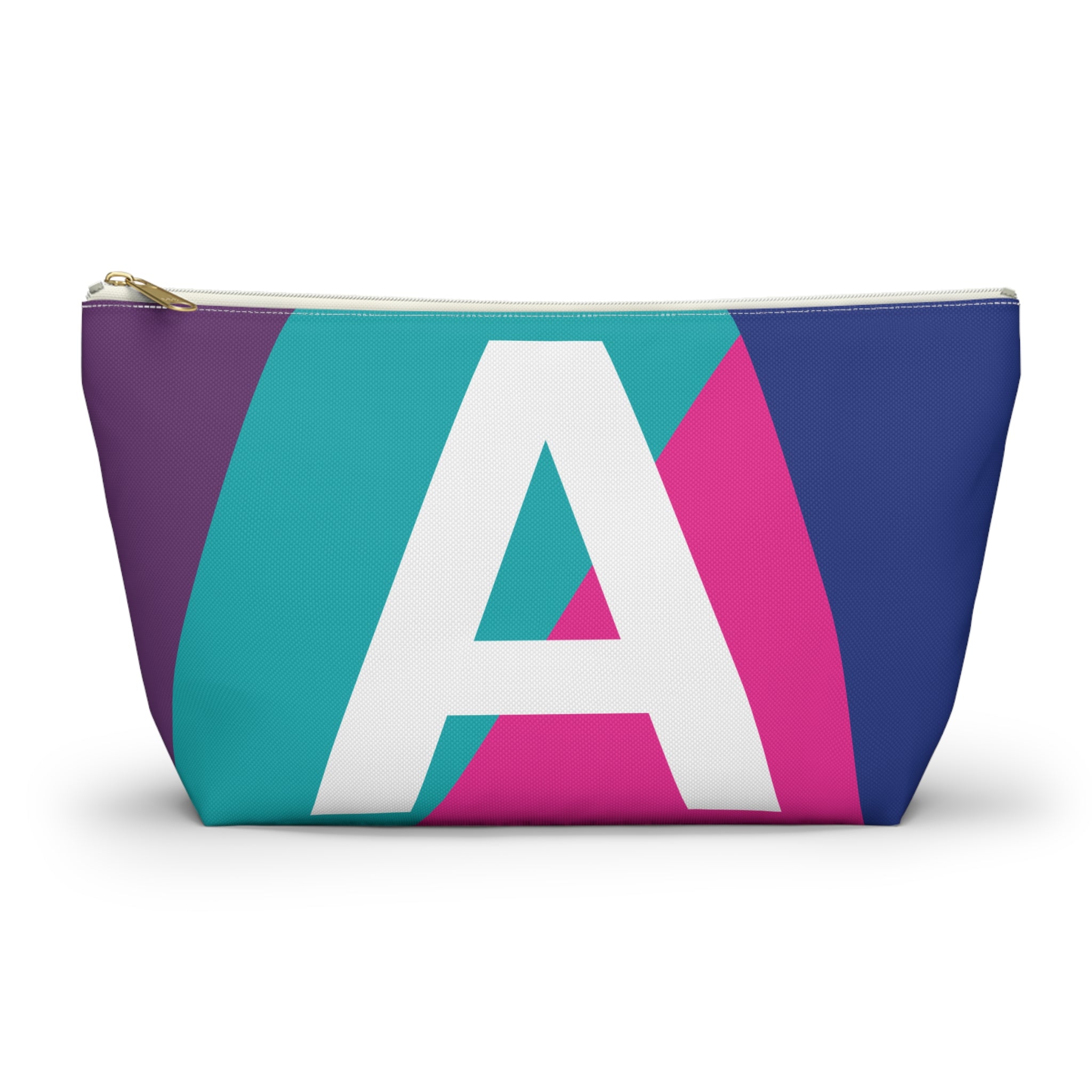 Initials Colorblock Accessory Pouch — Monogram A T-Bottom Cosmetic Bag