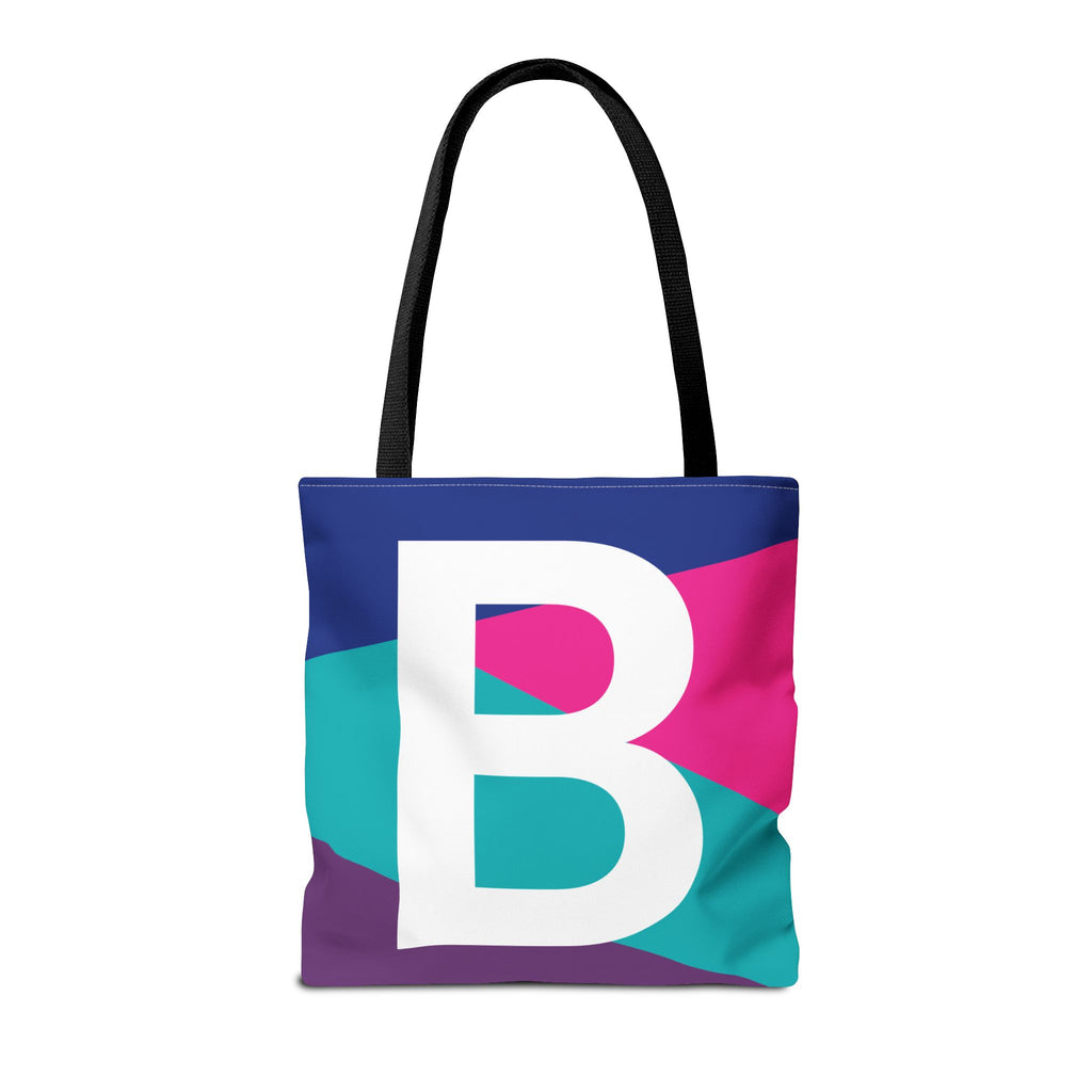 Monogram 'B' Colorblock Tote Bag — Personalized Initial B Shoulder Tote