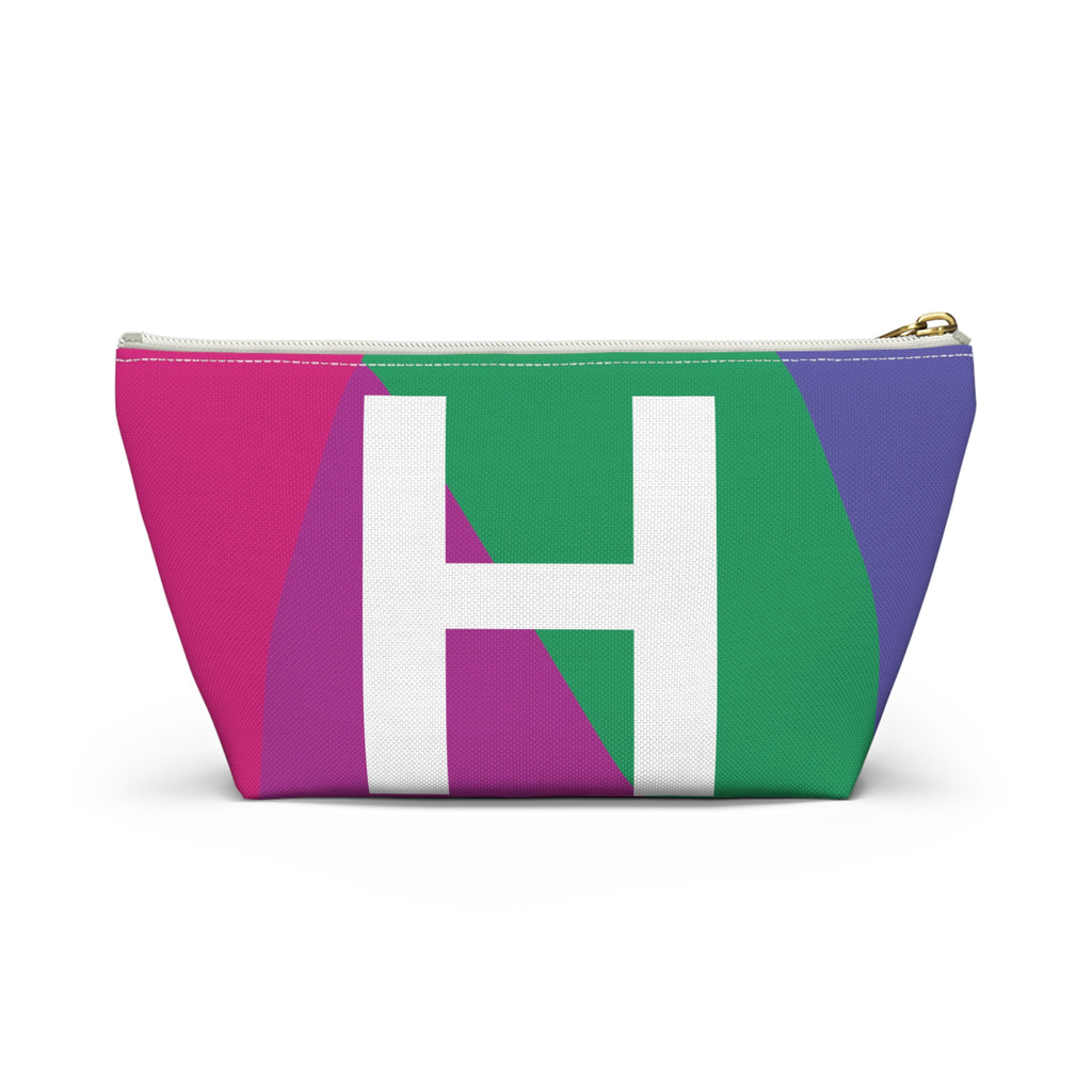 Initials Colorblock Accessory Pouch — Monogram H T-Bottom Cosmetic Bag