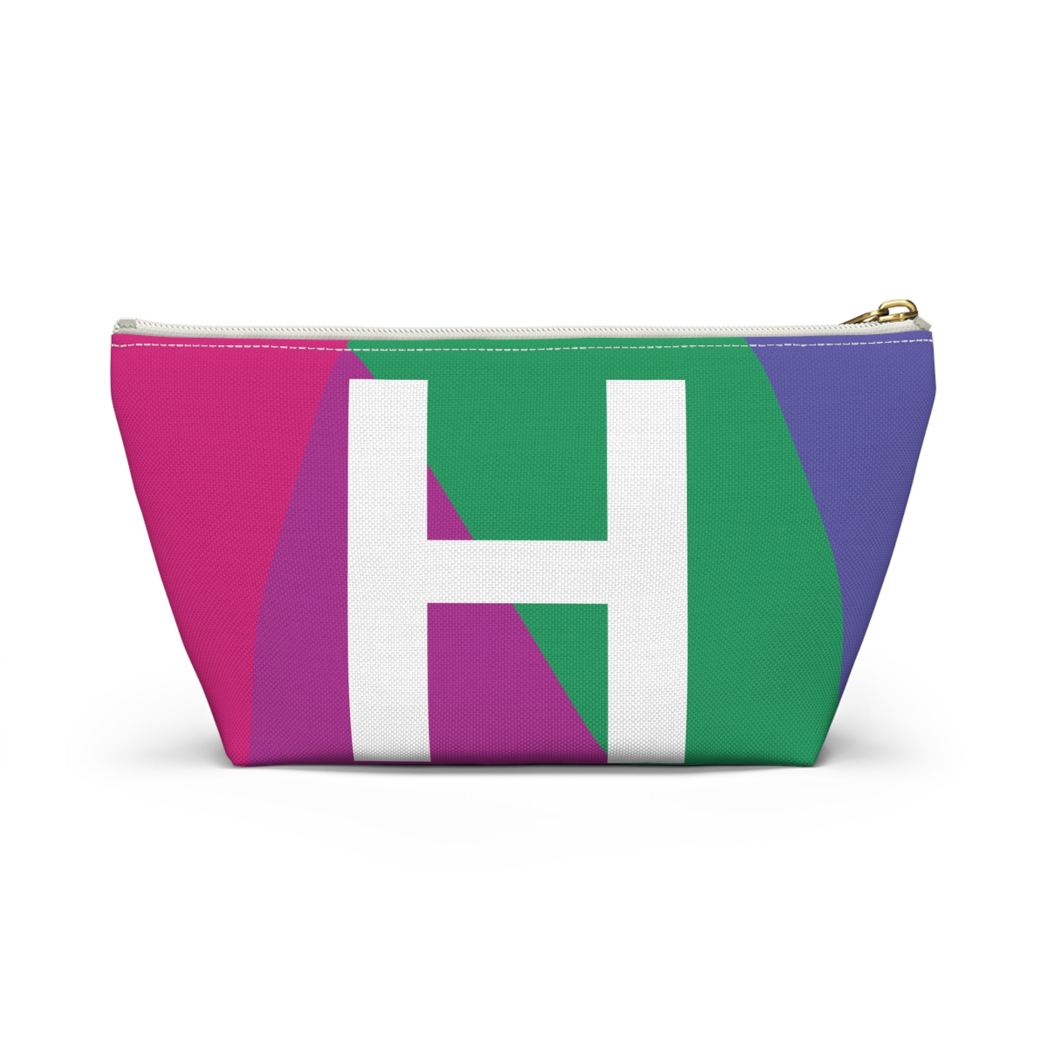 Initials Colorblock Accessory Pouch — Monogram H T-Bottom Cosmetic Bag
