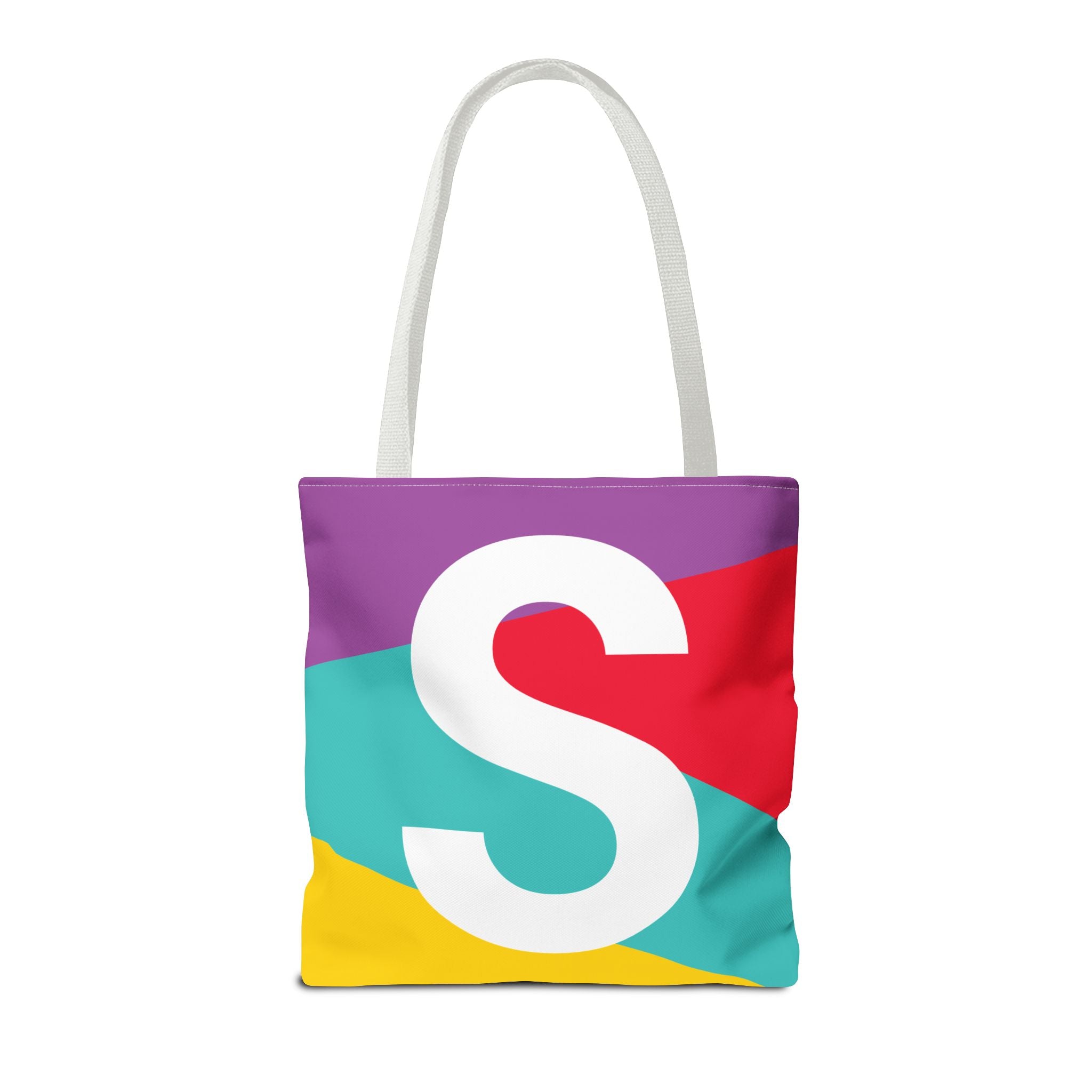 Monogram 'S' Colorblock Tote Bag — Personalized Initial S Shoulder Tote