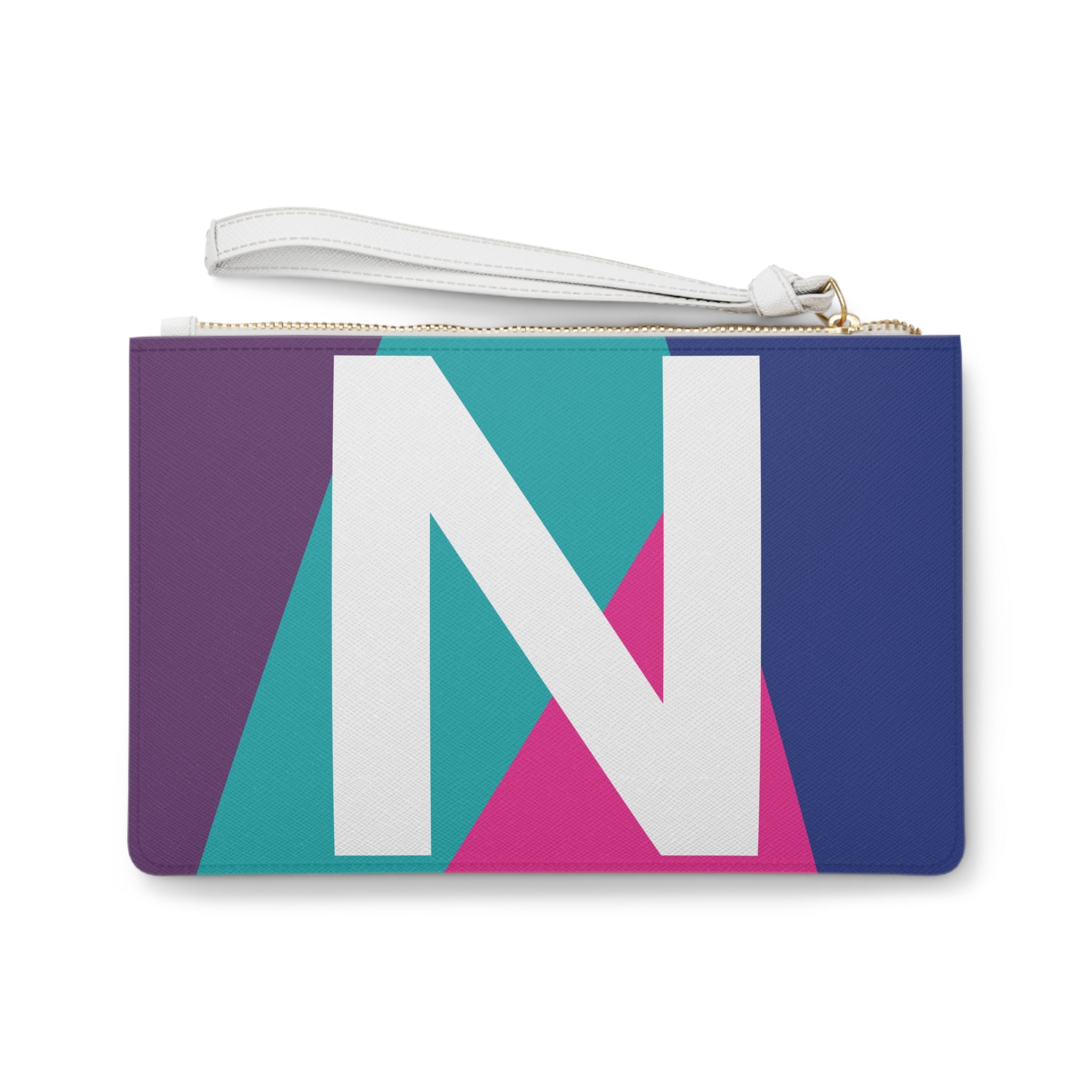 Monogram 'N' Colorblock Clutch Bag — Bold Geometric Wristlet for Everyday & Gifts