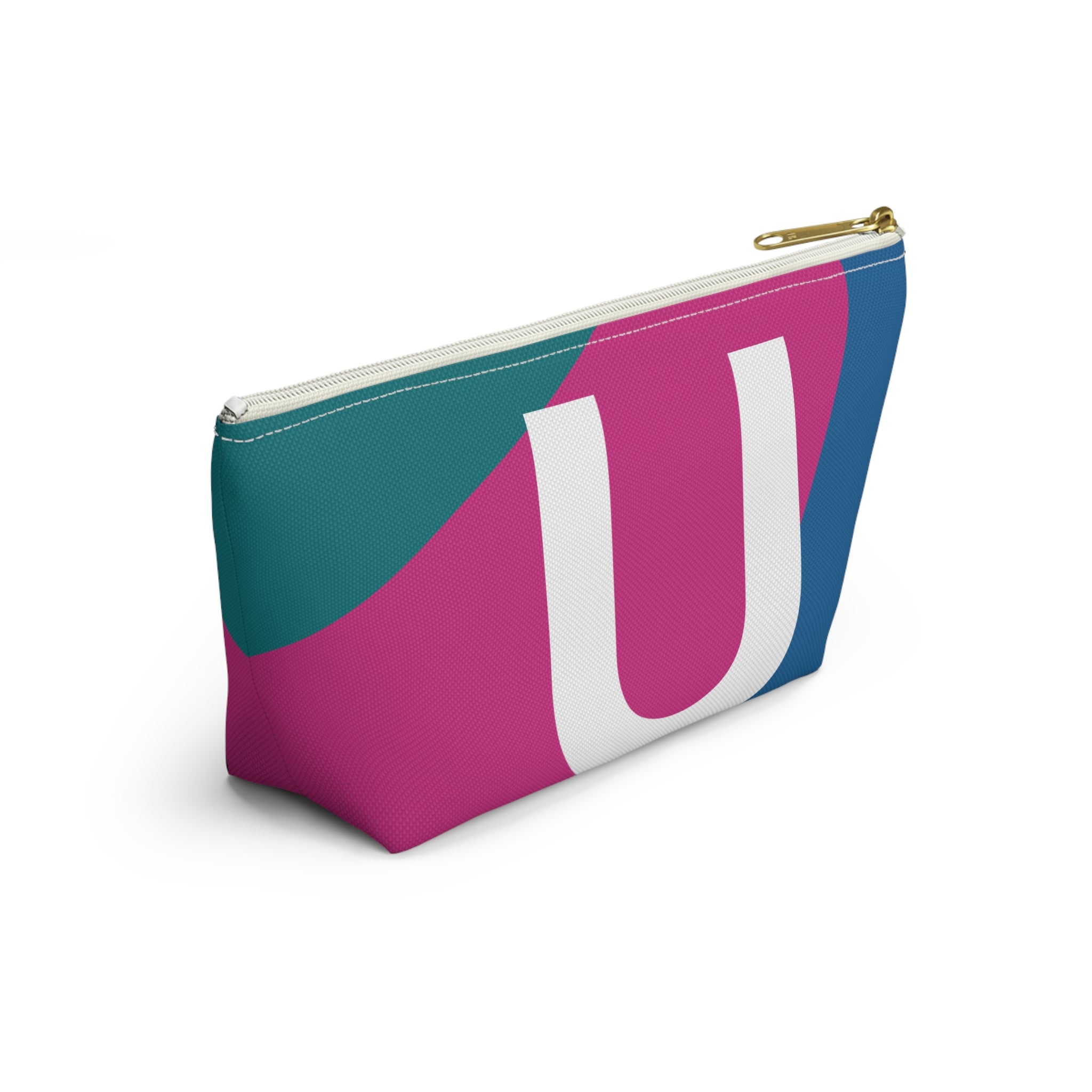 Initials Colorblock Accessory Pouch — Monogram U T-Bottom Cosmetic Bag