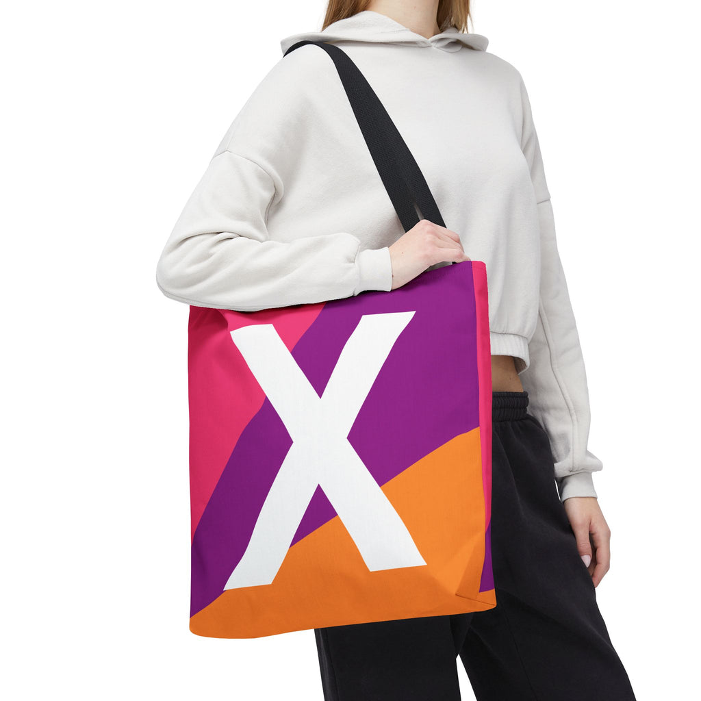 Monogram 'X' Colorblock Tote Bag — Personalized Initial X Shoulder Tote