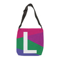 Initial Letter 'L' Colorblock Adjustable Tote Bag — Monogram Alphabet Shoulder Bag