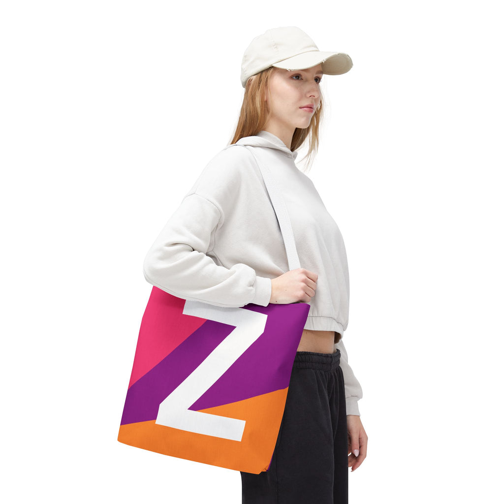 Monogram 'Z' Colorblock Tote Bag — Personalized Initial Z Shoulder Tote