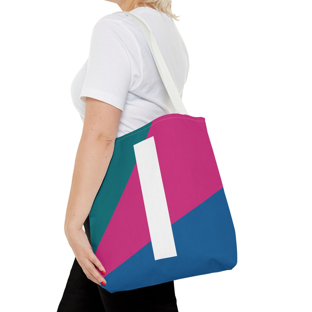 Monogram 'I' Colorblock Tote Bag — Personalized Initial I Shoulder Tote