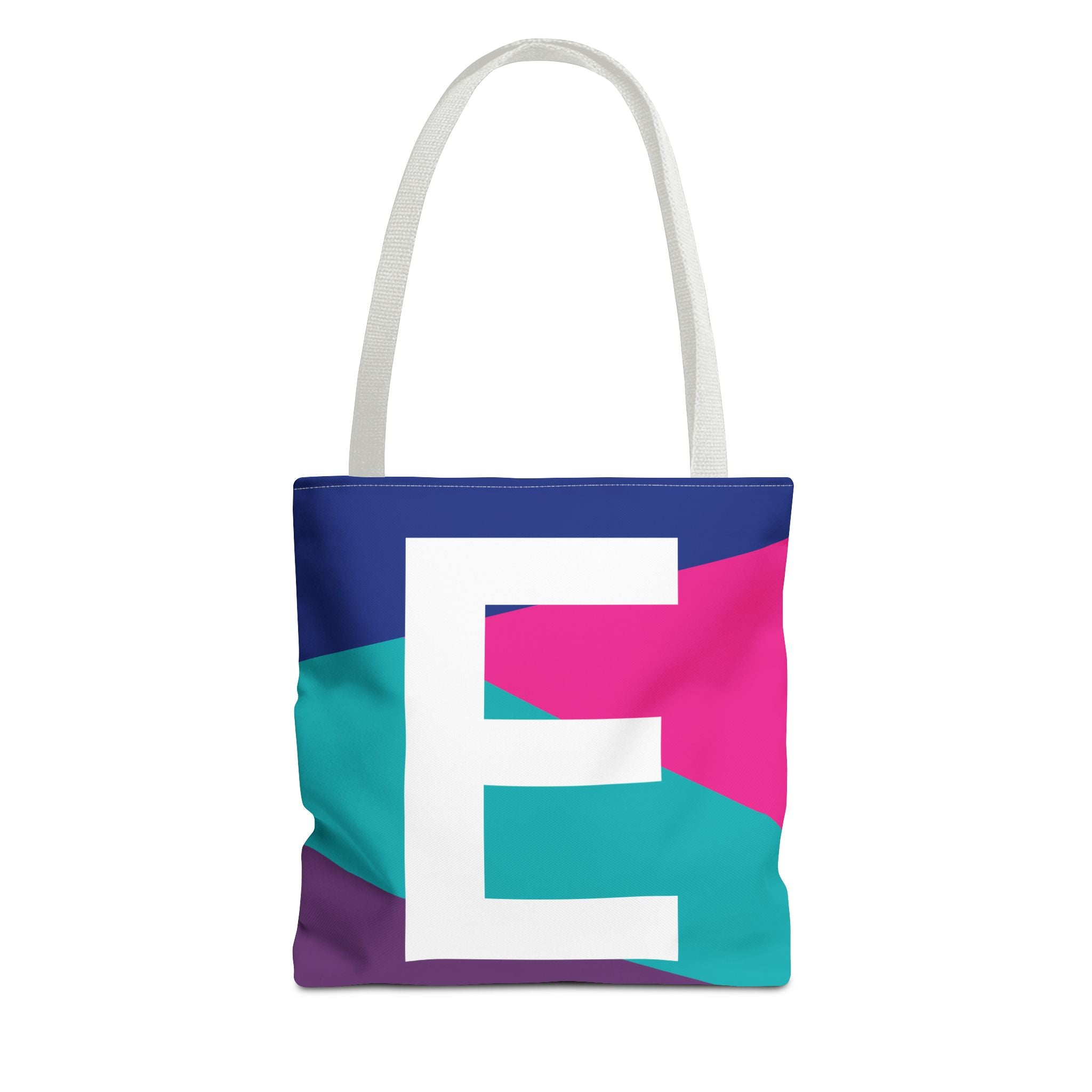 Monogram 'E' Colorblock Tote Bag — Personalized Initial E Shoulder Tote