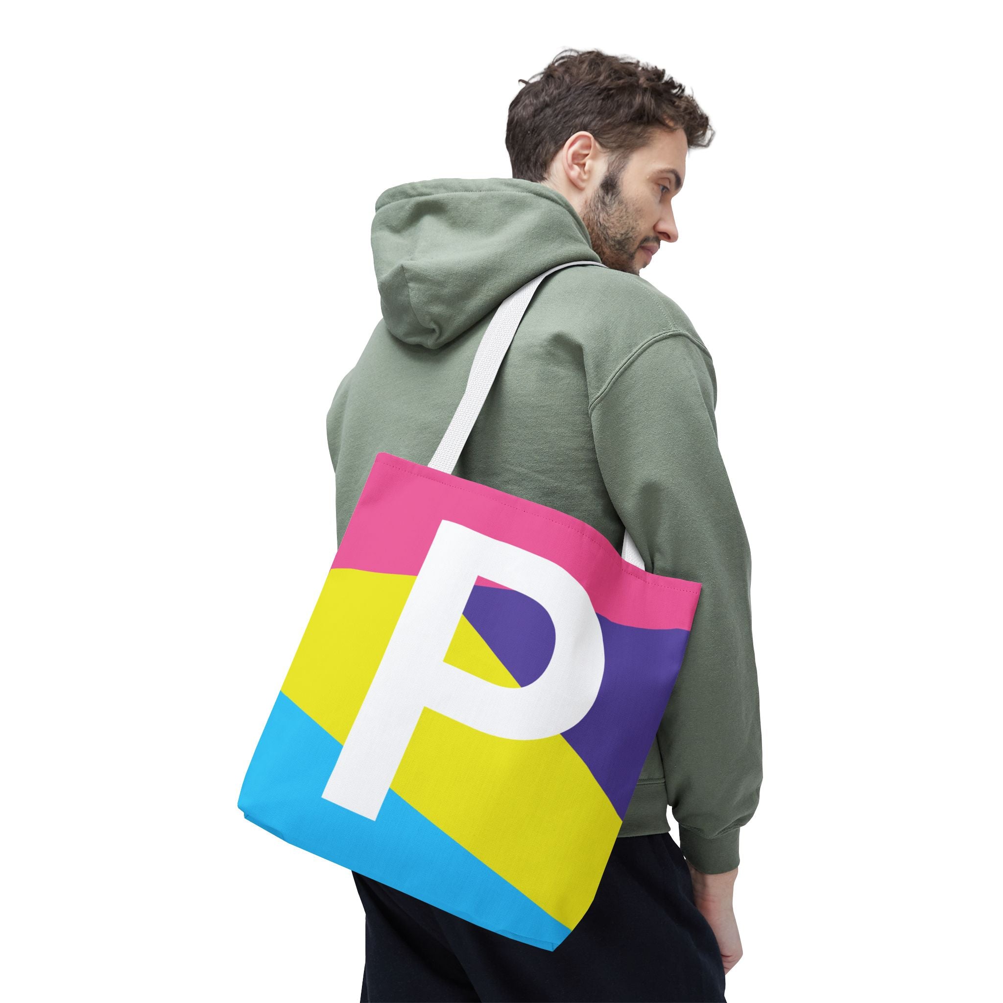Monogram 'P' Colorblock Tote Bag — Personalized Initial P Shoulder Tote
