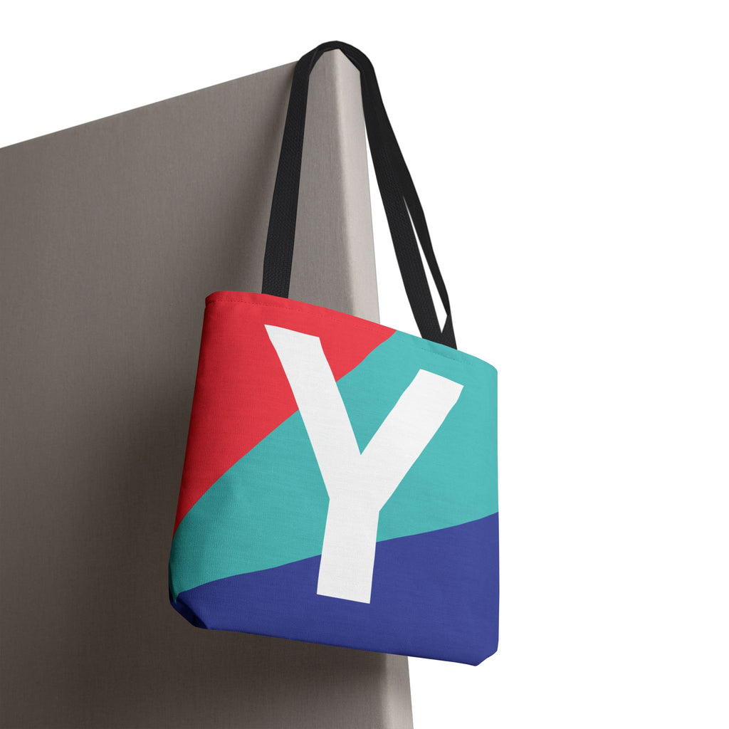 Monogram 'Y' Colorblock Tote Bag — Personalized Initial Y Shoulder Tote