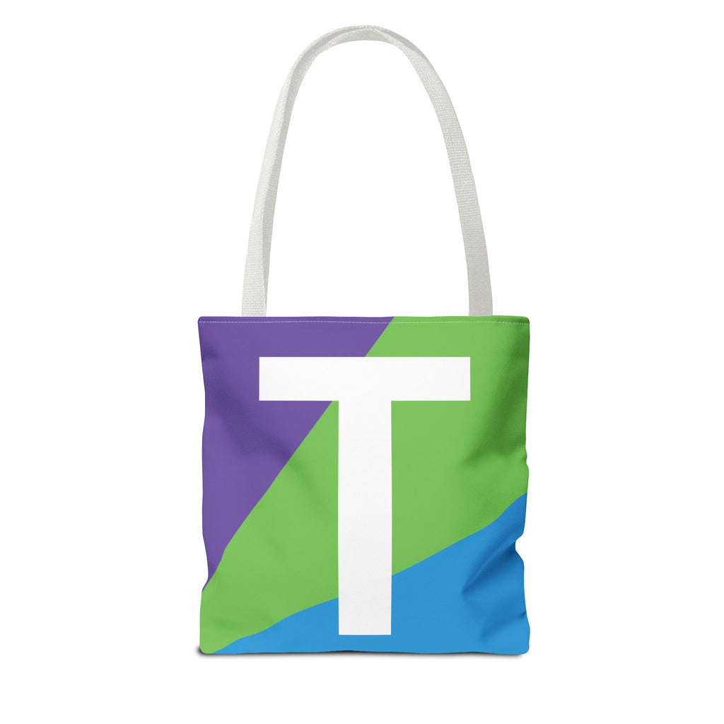 Monogram 'T' Colorblock Tote Bag — Personalized Initial T Shoulder Tote