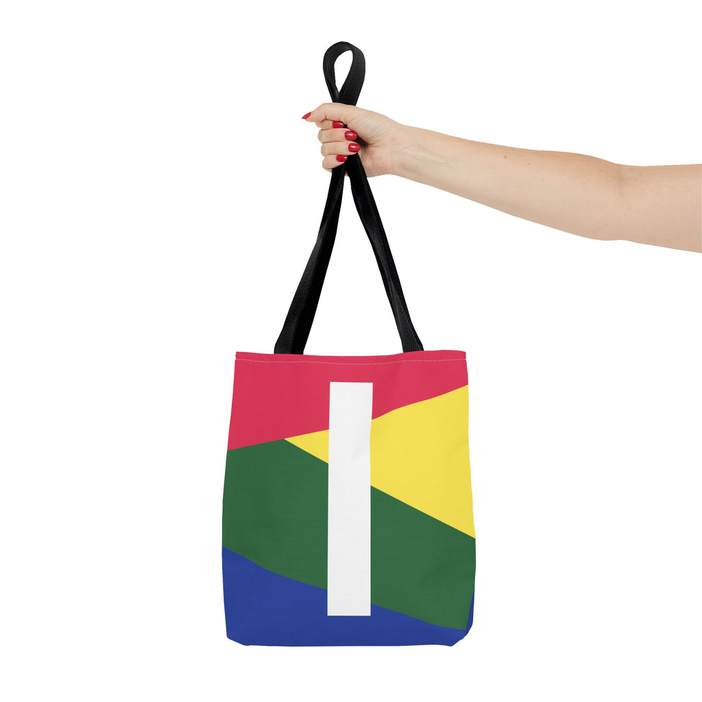 Monogram 'I' Colorblock Tote Bag — Personalized Initial I Shoulder Tote